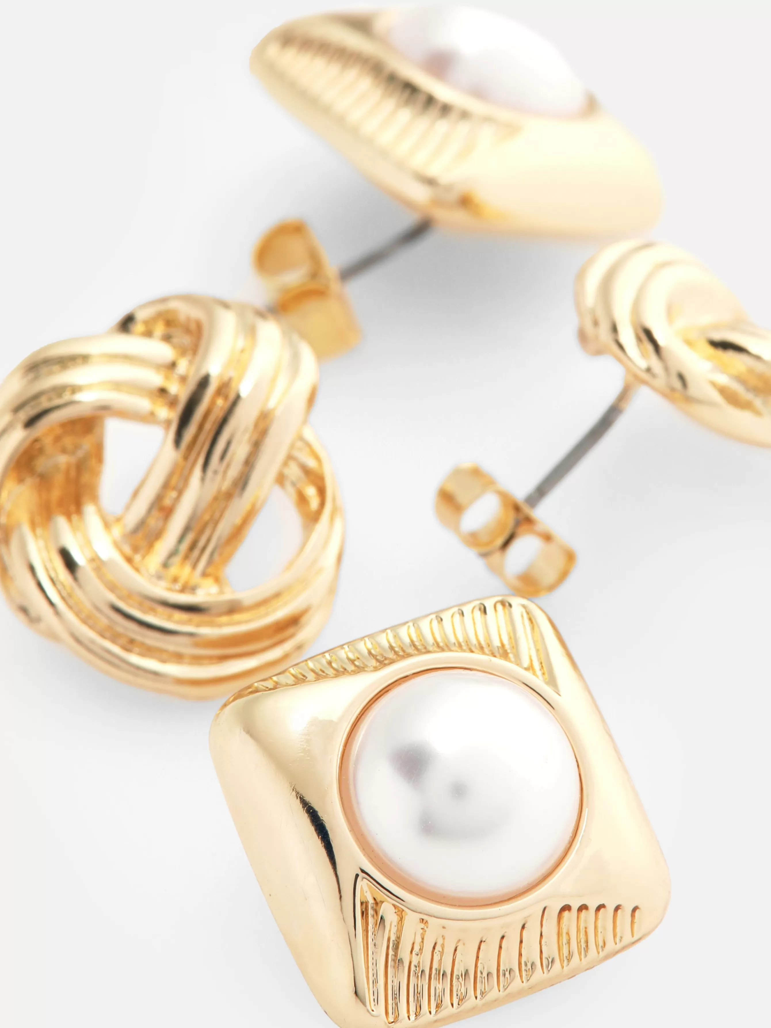 Best Primark Lot De 2 Clous D'oreilles Nœud Et Fausse Perle Jaune