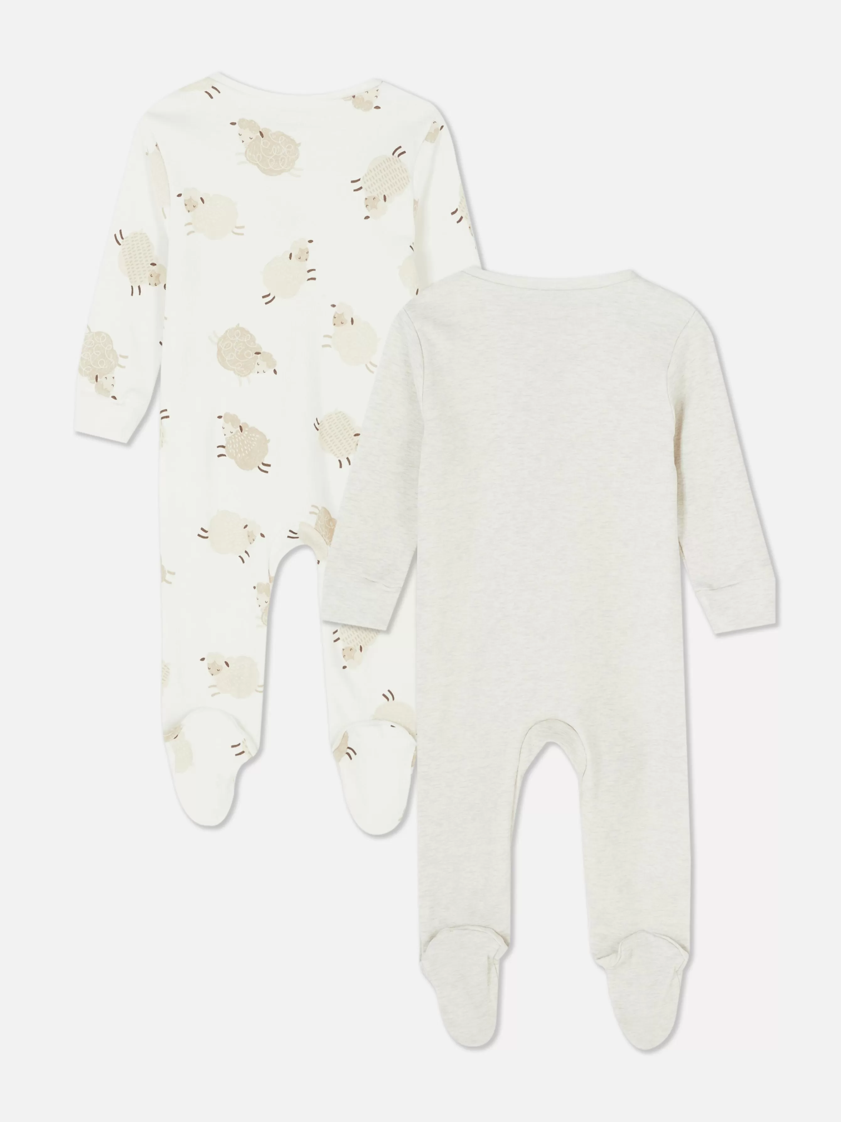 Fashion Primark Lot De 2 Grenouillères Zippées à Motif Mouton Écru