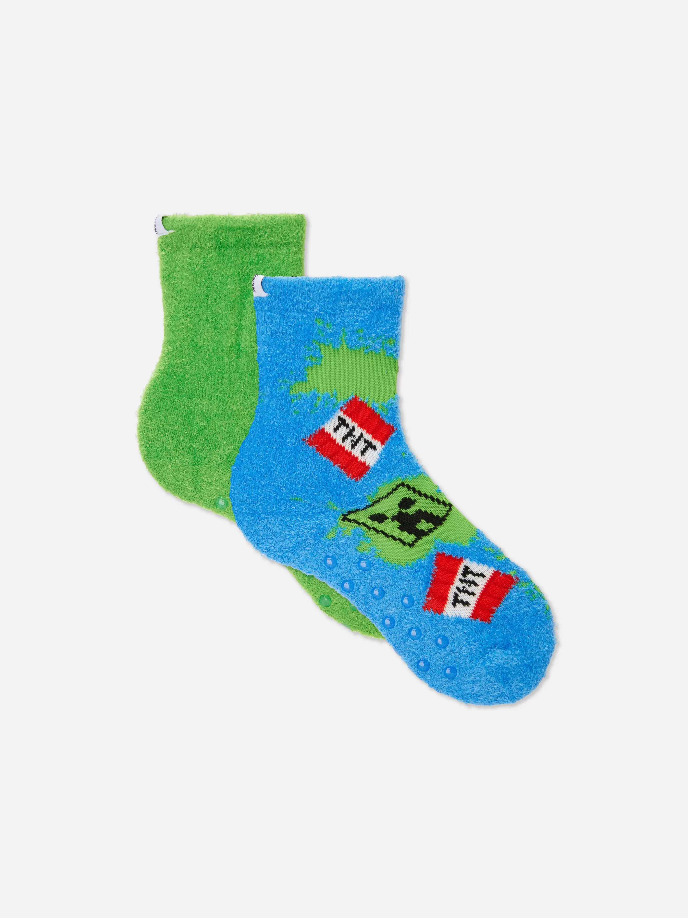 Sale Primark Lot De 2 Paires De Chaussettes Douces Minecraft Vert