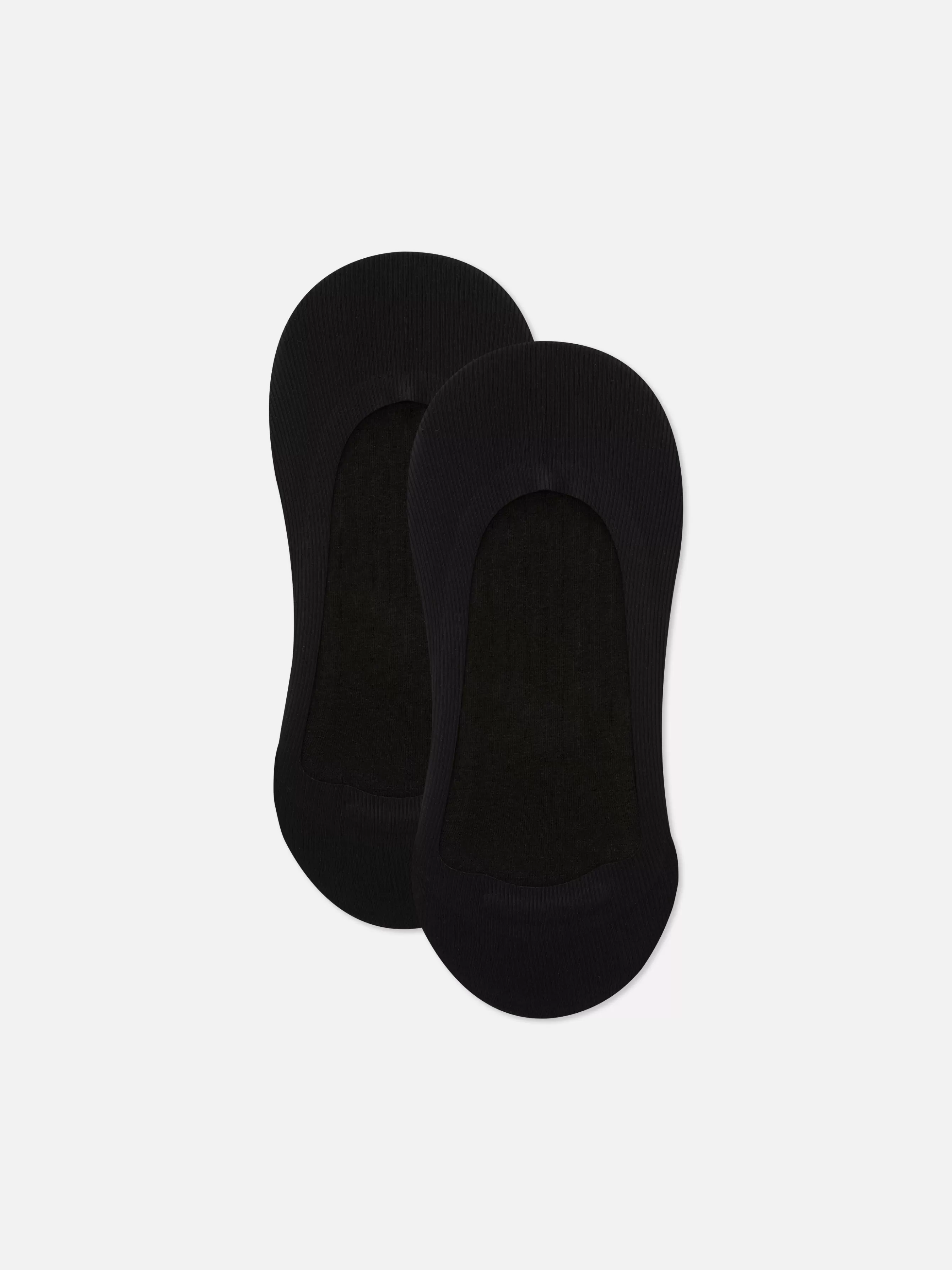 Shop Primark Lot De 2 Paires De Chaussettes Invisibles Côtelées En Microfibre Noir