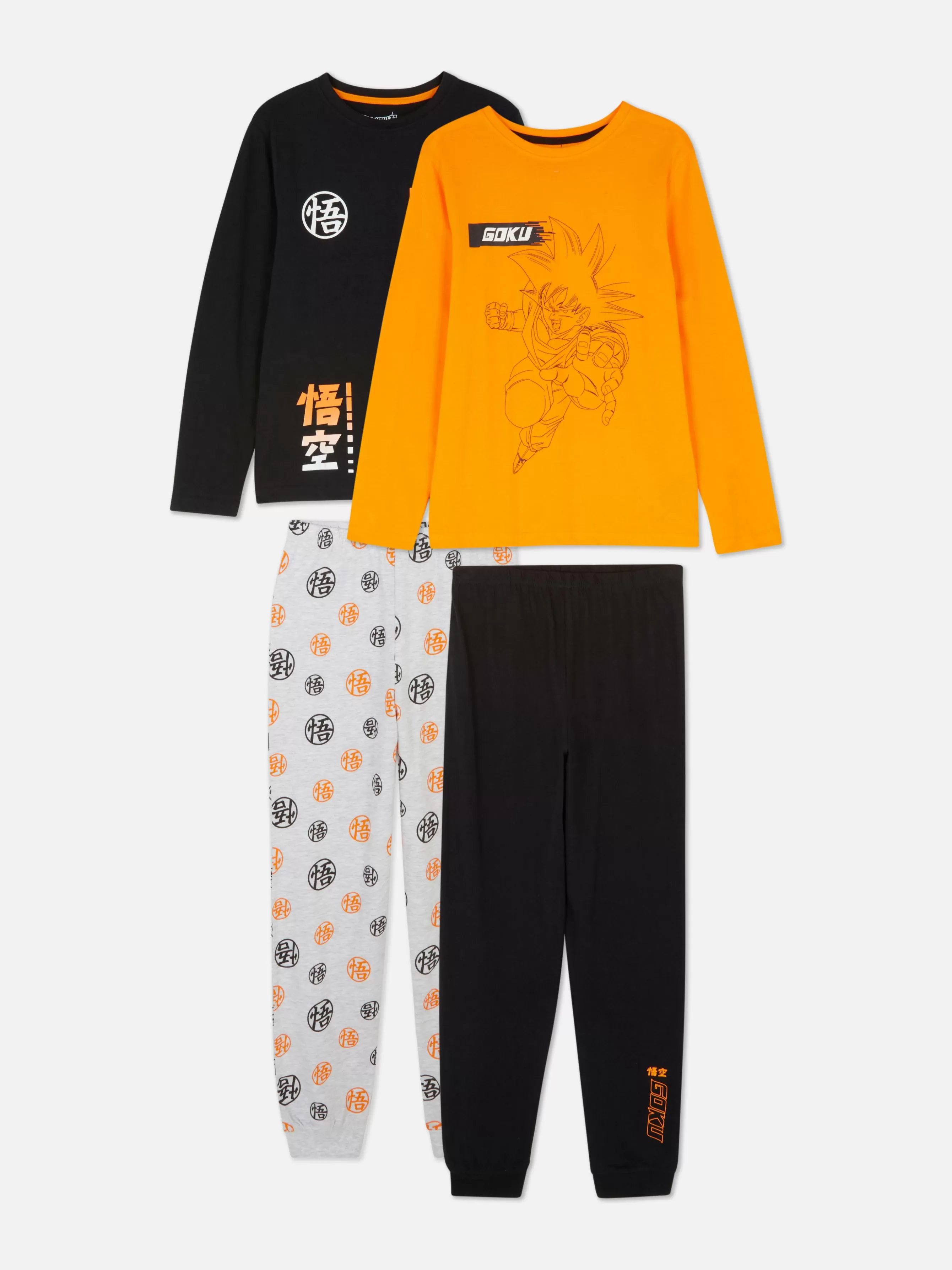 Shop Primark Lot De 2 Pyjamas à Manches Longues Dragon Ball Z Orange