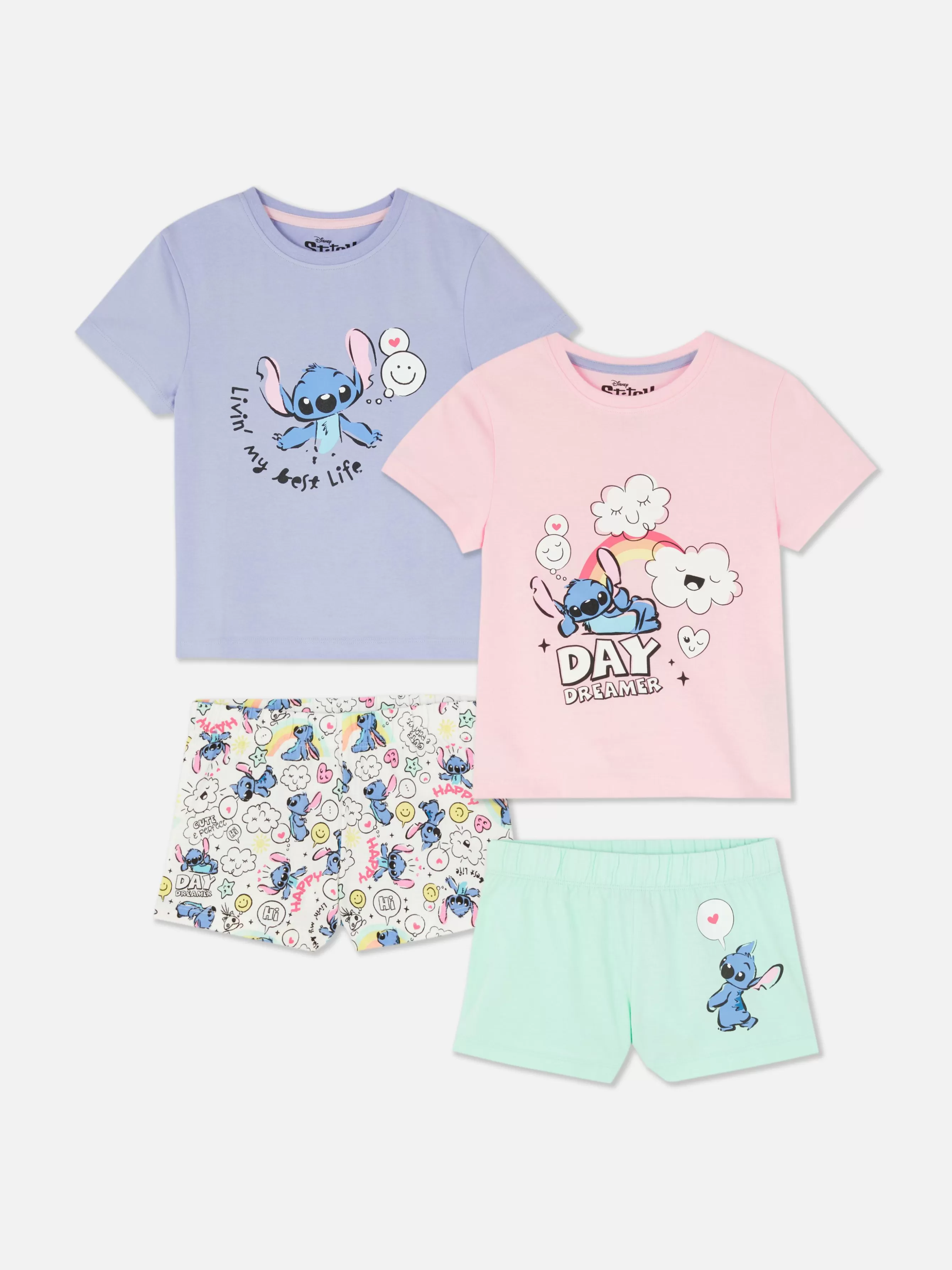 Cheap Primark Lot De 2 Pyjamas Short Disney Lilo & Stitch Multicolore