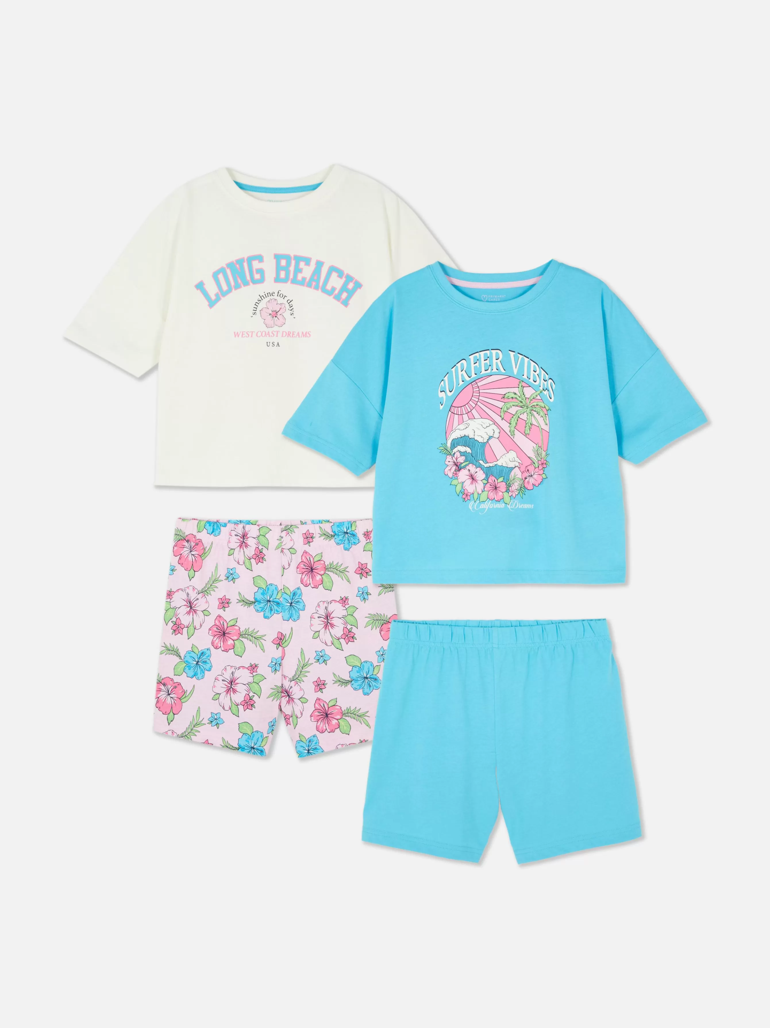 Cheap Primark Lot De 2 Pyjamas Short Graphiques Blanc