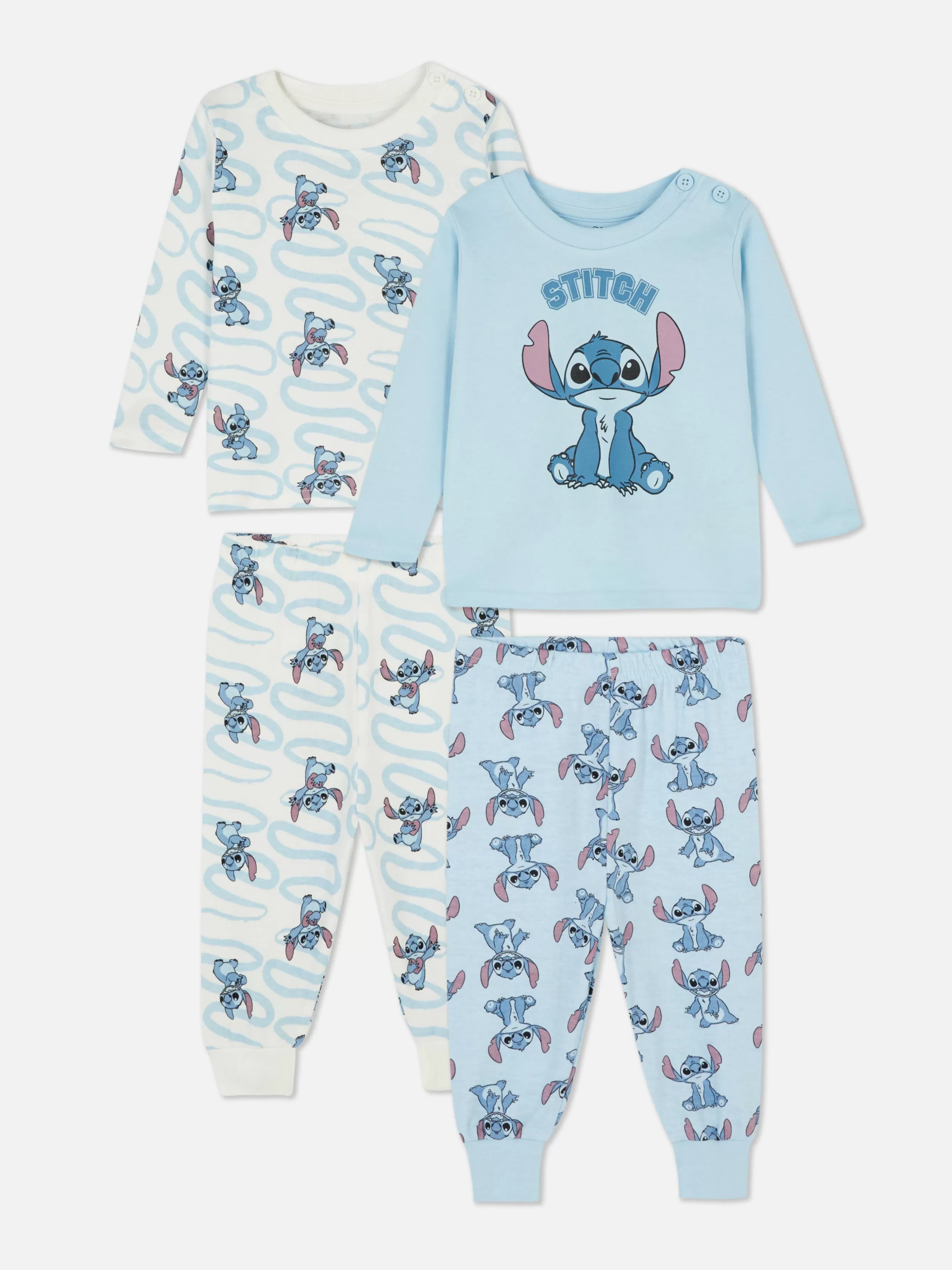 Store Primark Lot De 2 pyjamas à Manches Longues Disney Lilo & Stitch Bleu