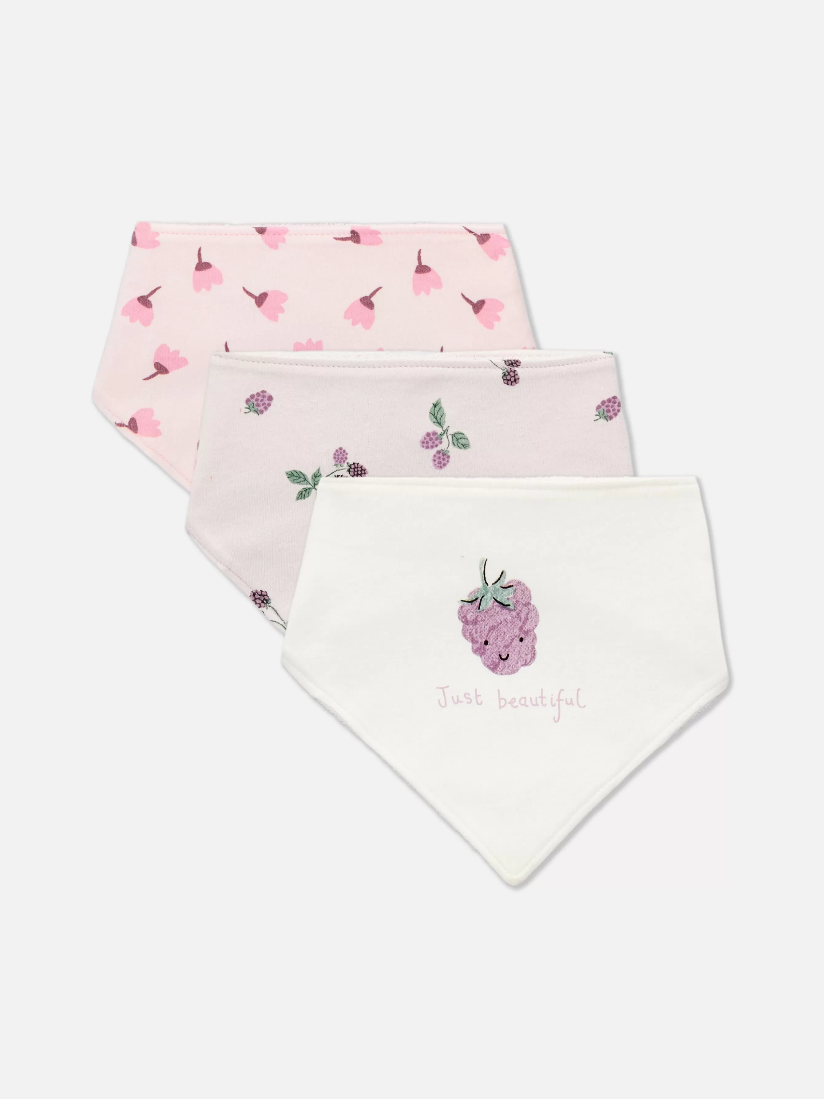 Cheap Primark Lot De 3 Bavoirs Façon Bandana à Motif Fruits Rouges Rose