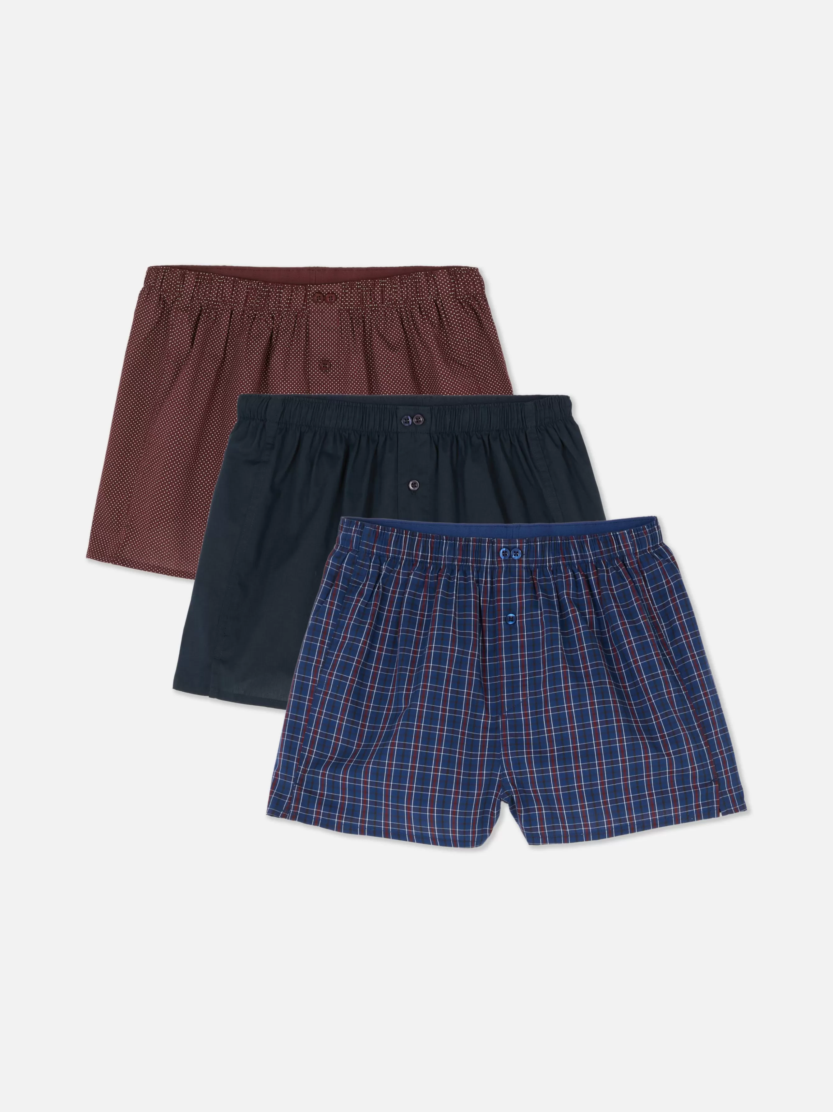 Sale Primark Lot De 3 Boxers à Motifs Variés Bordeaux