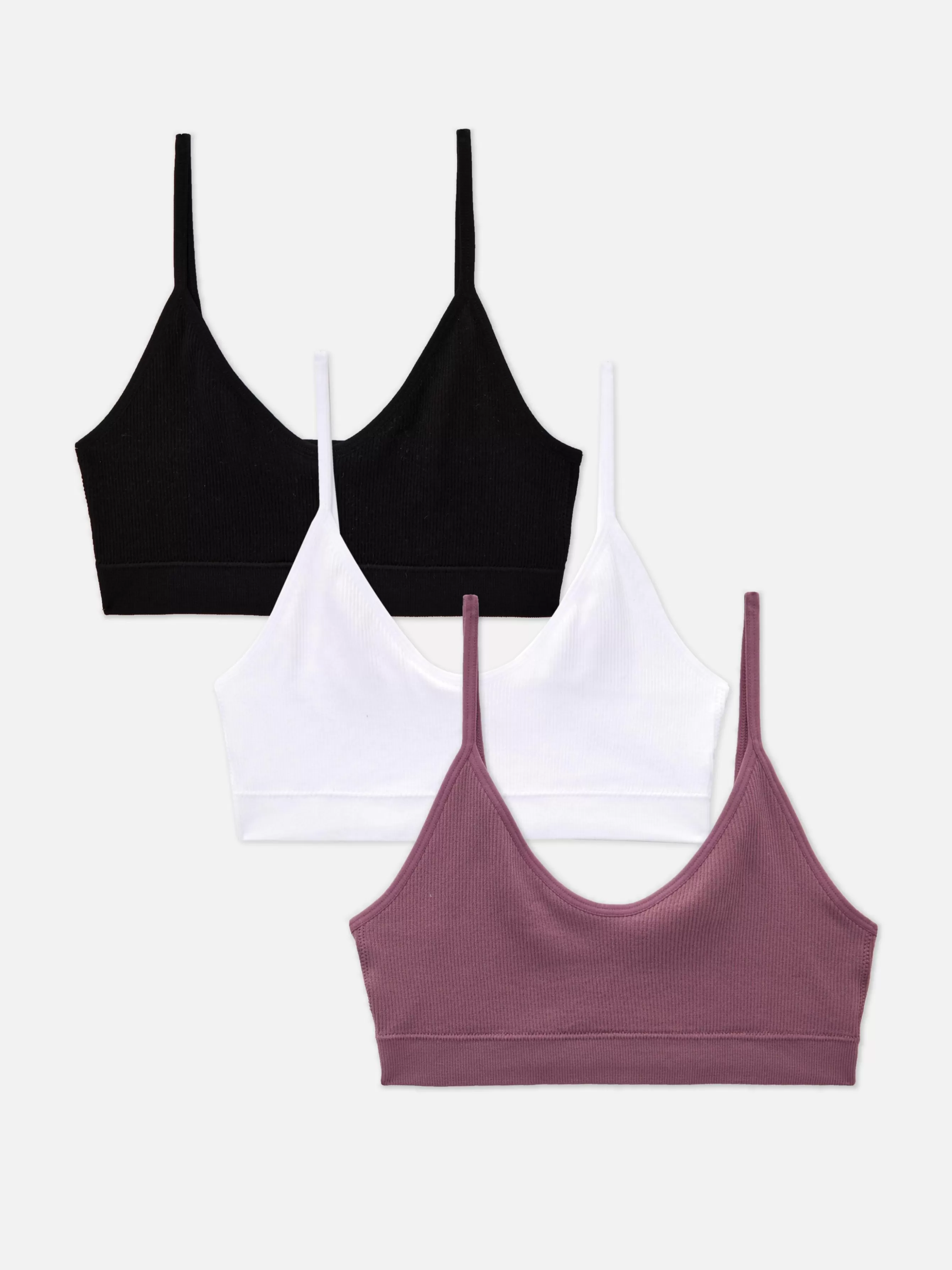 New Primark Lot De 3 Brassières Caraco Courtes Sans Couture Noir