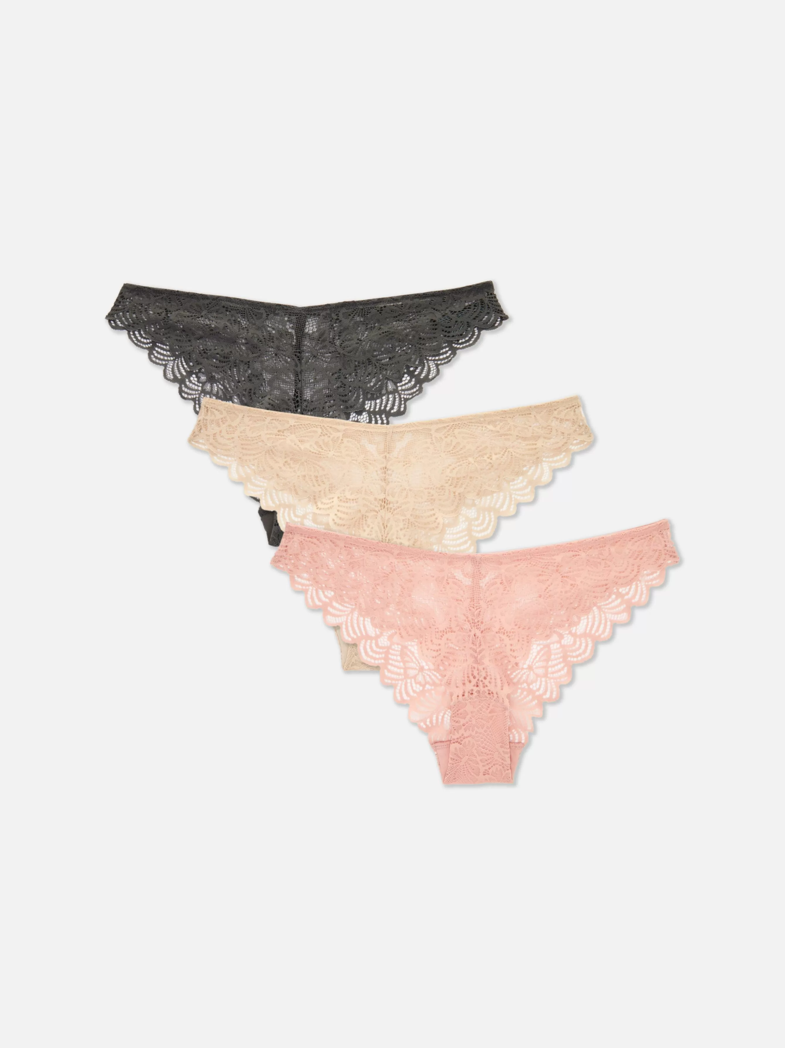 Outlet Primark Lot De 3 Culottes Brésiliennes En Dentelle Naturel