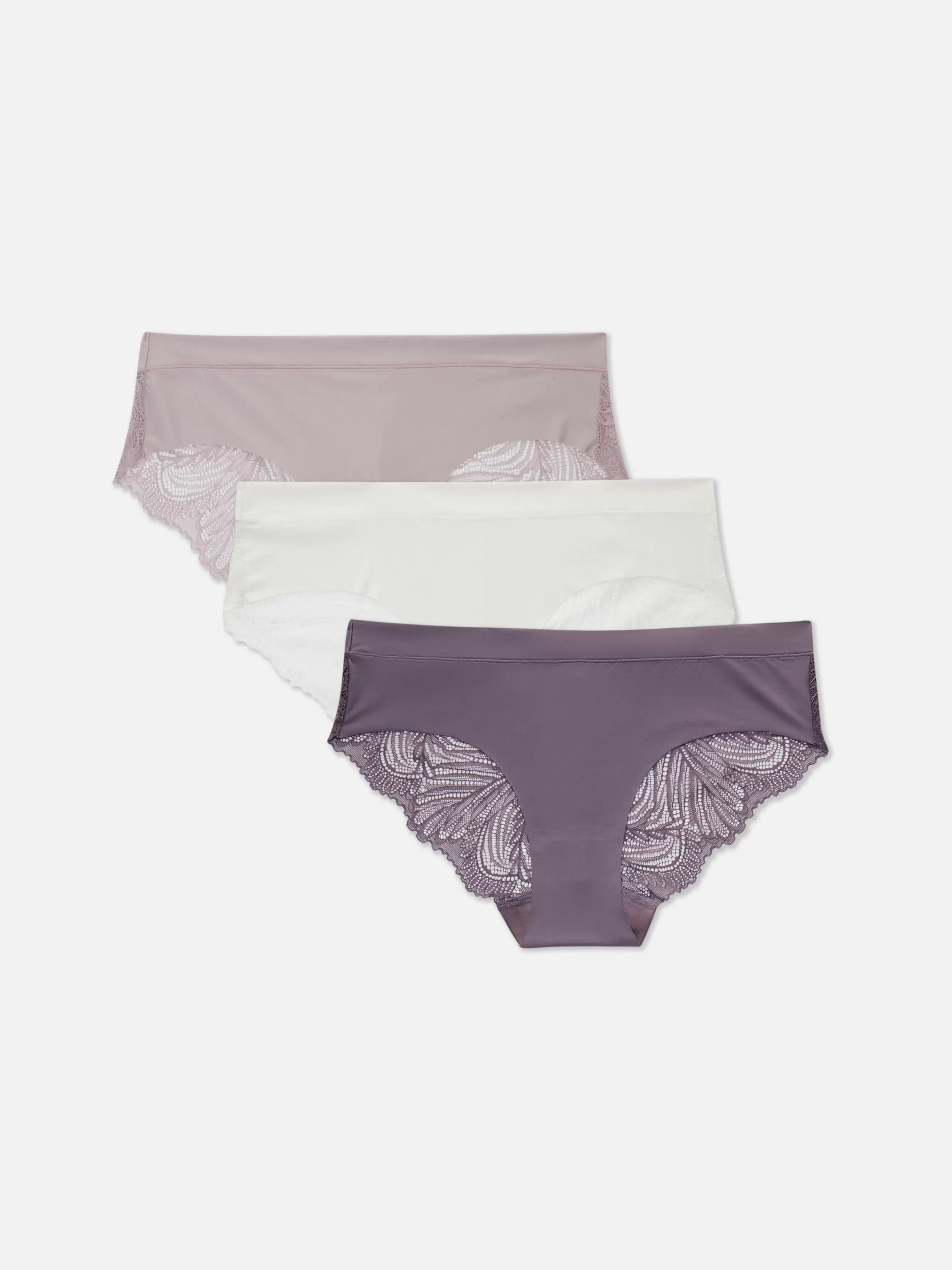 Shop Primark Lot De 3 Culottes Brésiliennes Invisibles à Dos En Dentelle Lilas