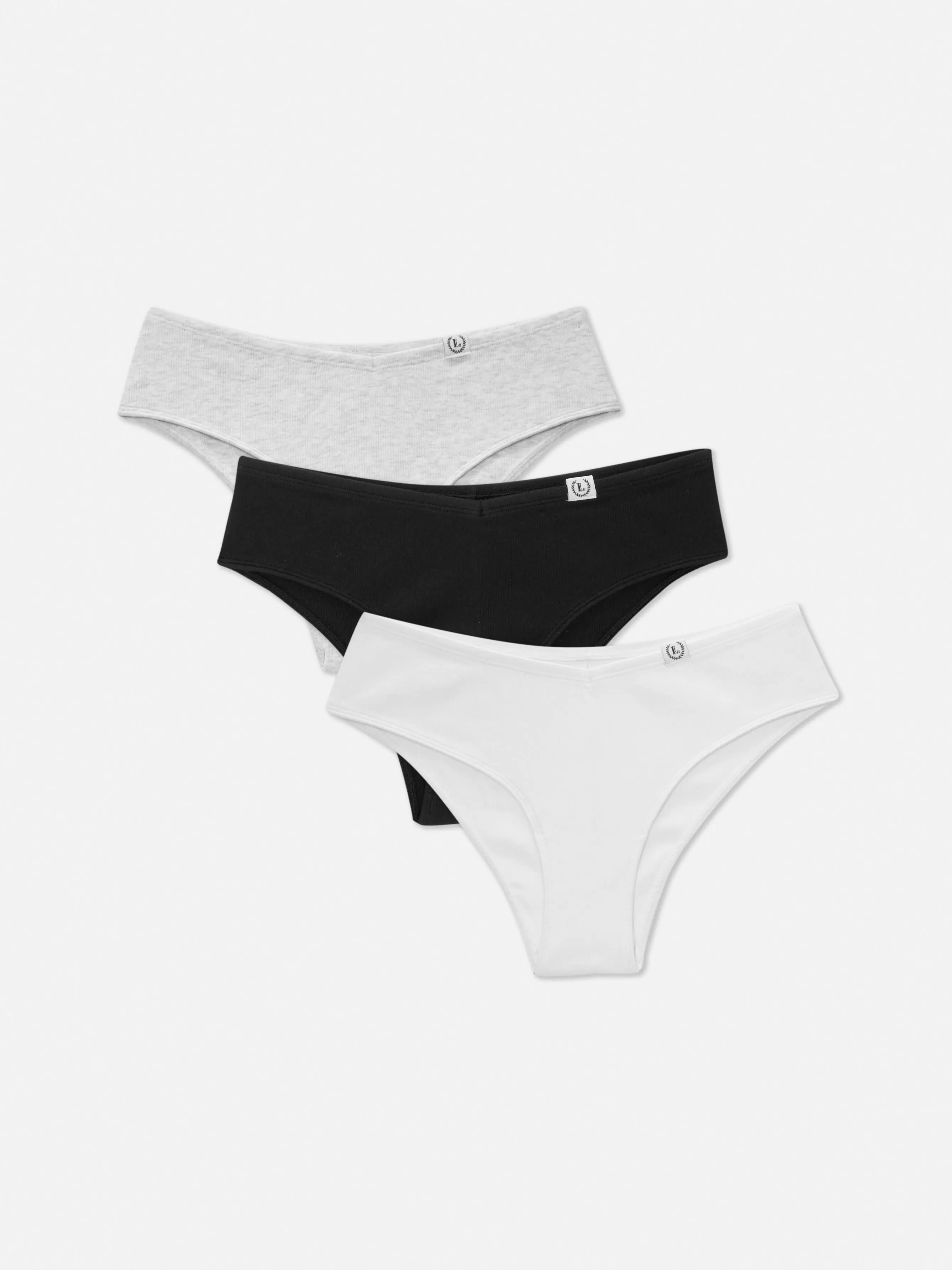 New Primark Lot De 3 Culottes Côtelées Noir/Blanc