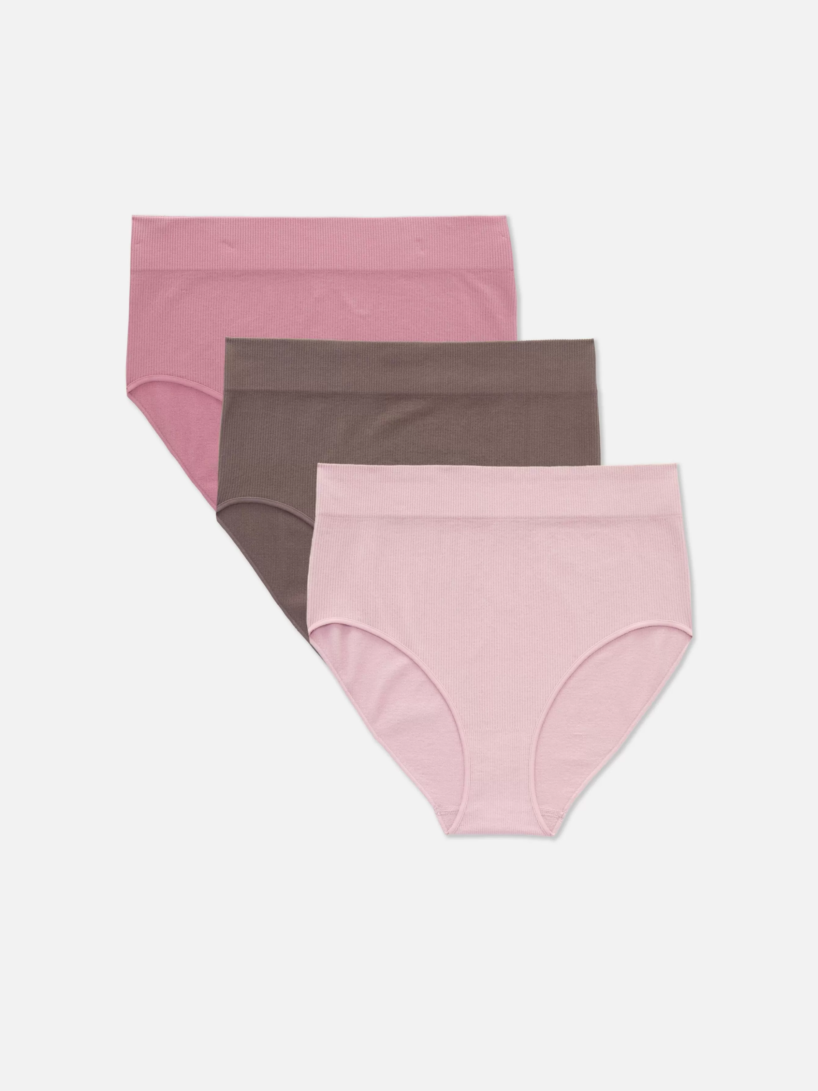 Store Primark Lot De 3 Culottes Hautes Côtelées Sans Couture Rose