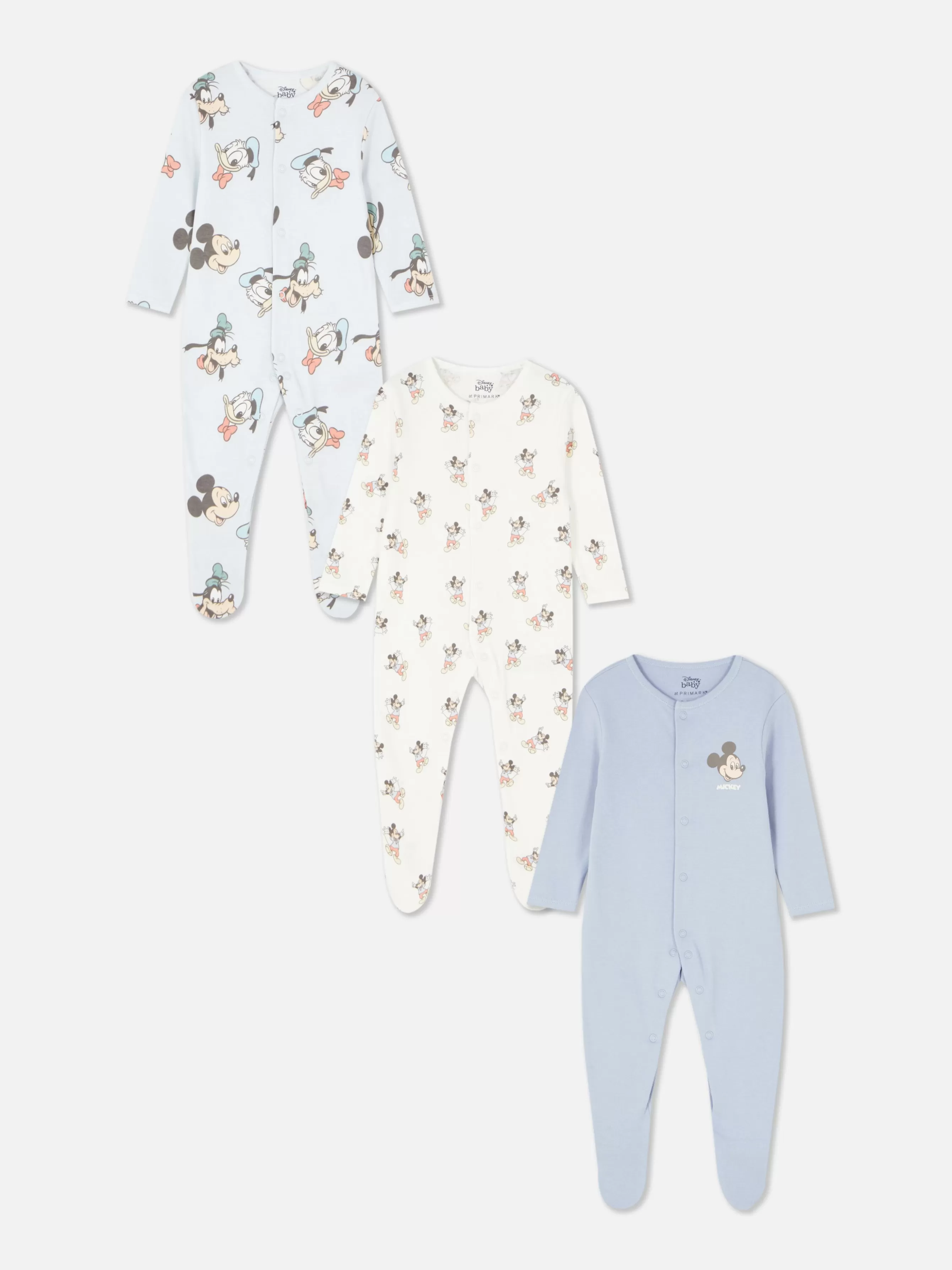 Clearance Primark Lot De 3 Grenouillères Disney Mickey Mouse Et Ses Amis Bleu