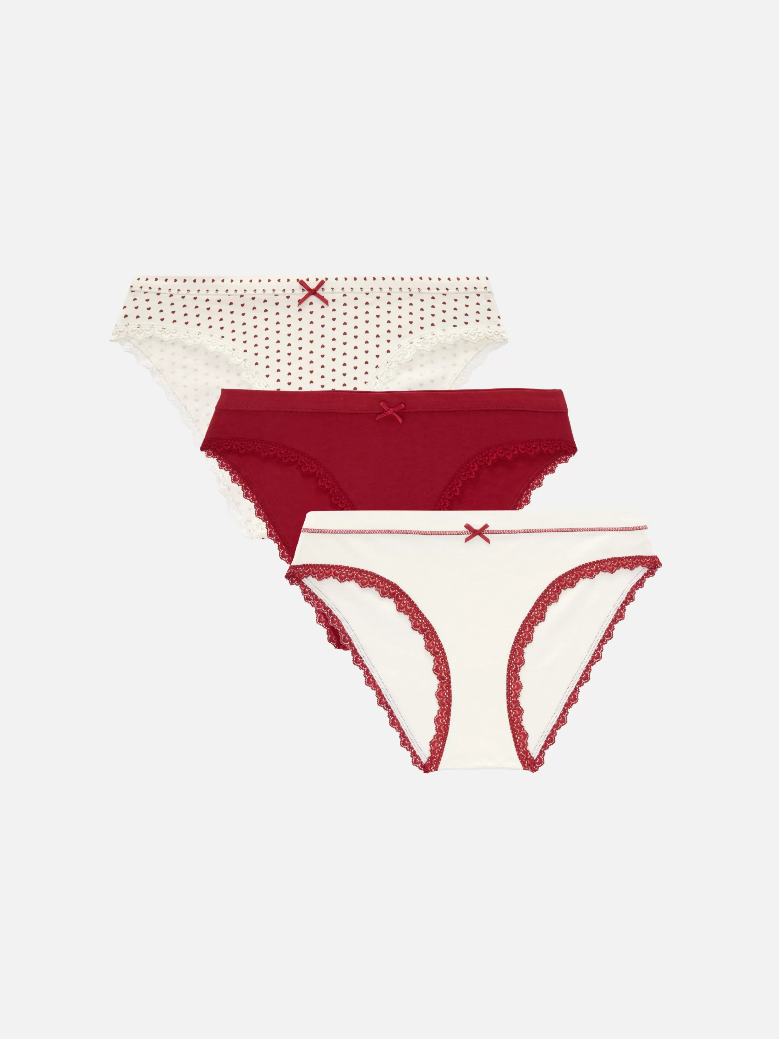 Outlet Primark Lot De 3 Mini Culottes Avec Finitions En Dentelle Rouge foncé