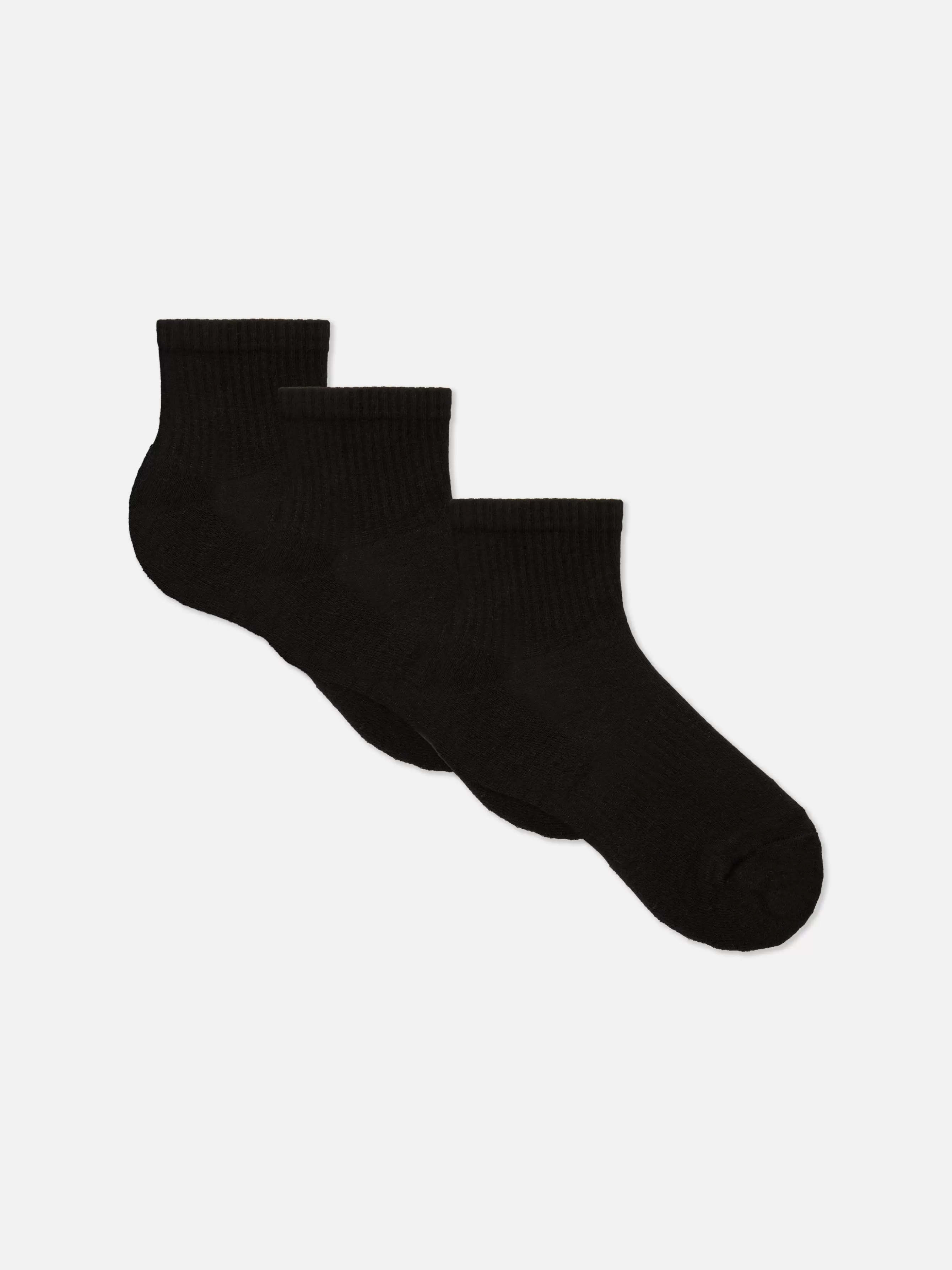 New Primark Lot De 3 Paires De Chaussettes à Contrefort Matelassé Noir