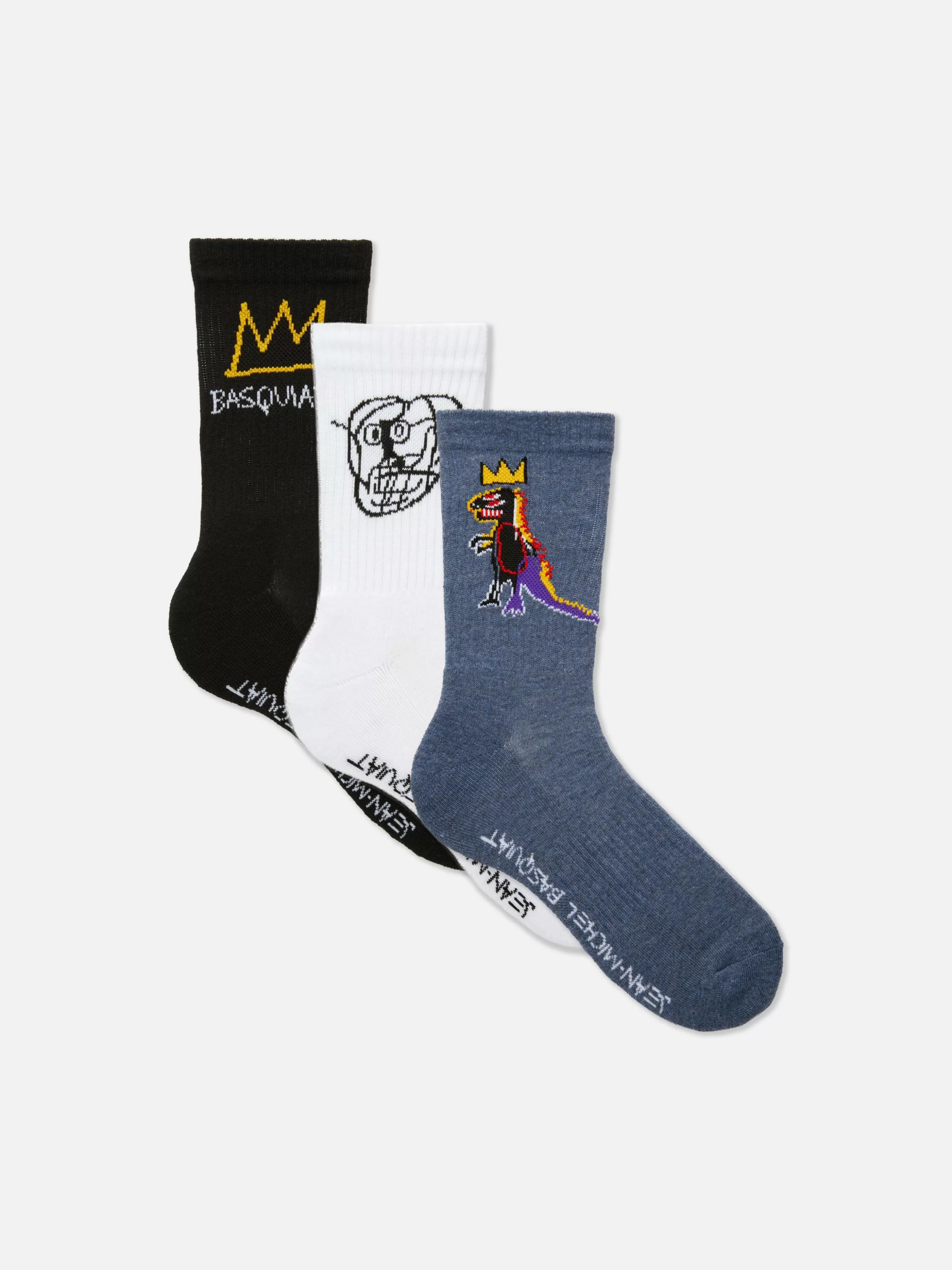 New Primark Lot De 3 Paires De Chaussettes Basquiat Multicolore