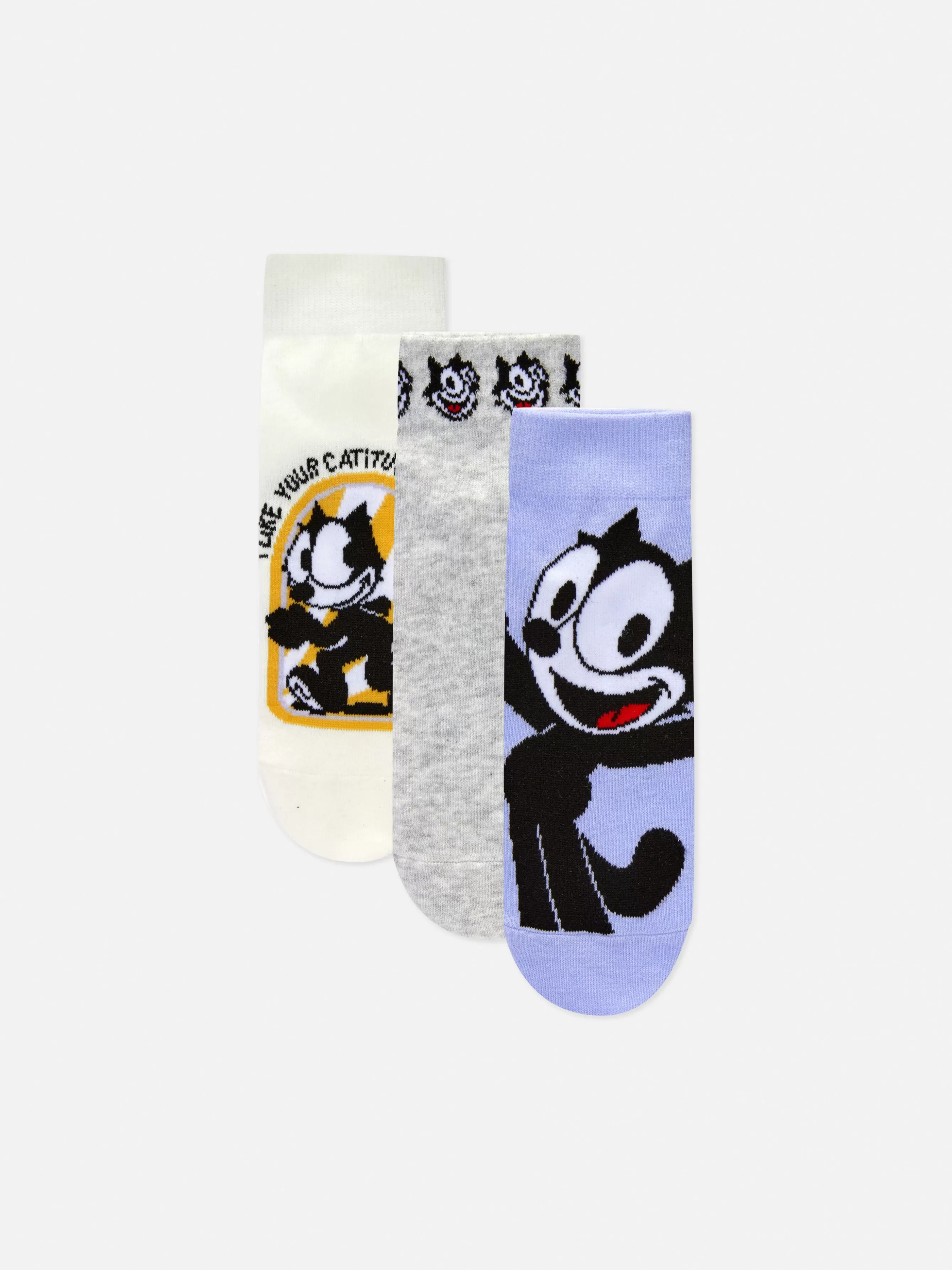 Outlet Primark Lot De 3 Paires De Chaussettes De Sport Felix Le Chat Multicolore