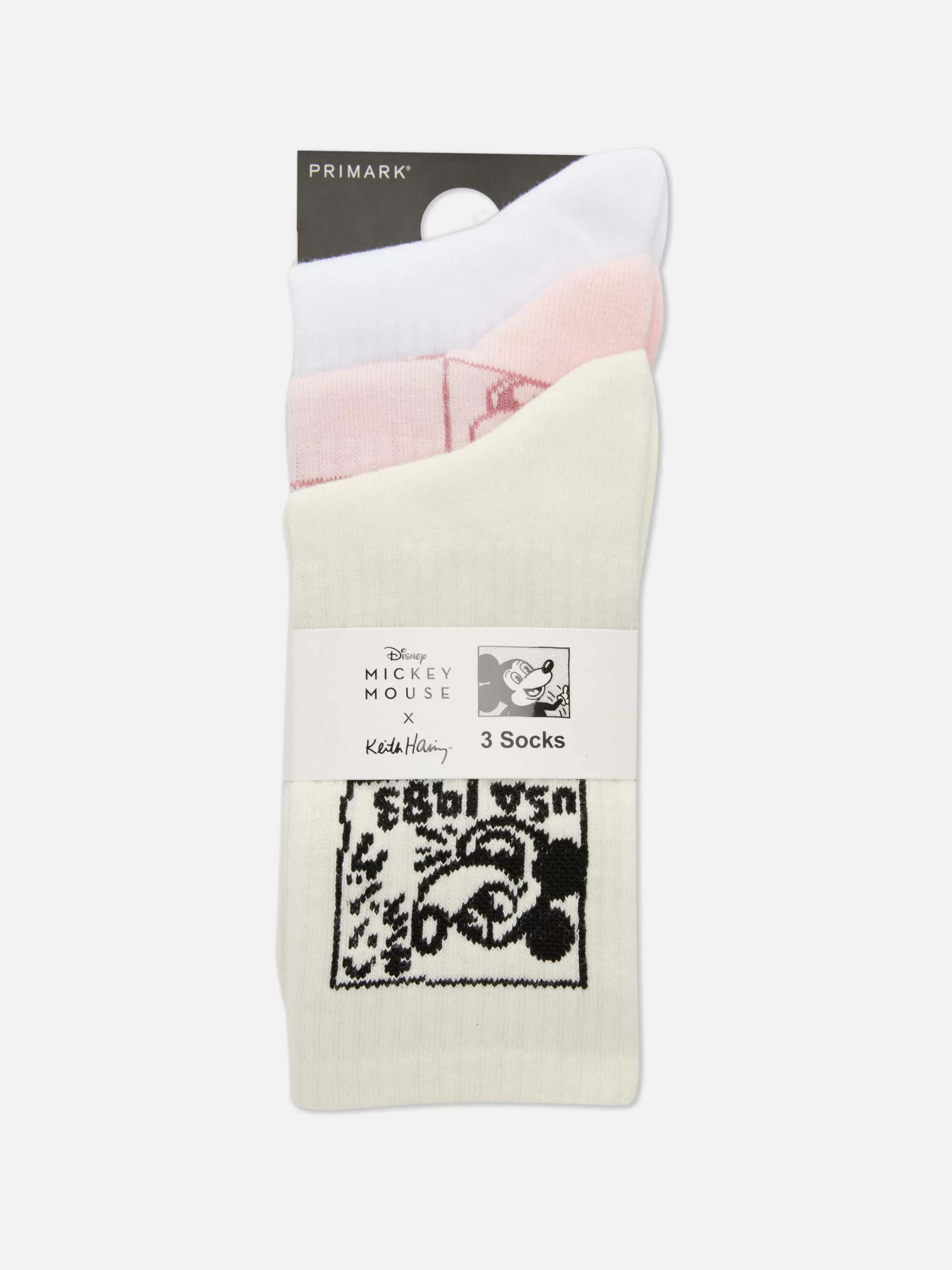 Sale Primark Lot De 3 Paires De Chaussettes Disney Mickey Mouse X Keith Haring Rouge