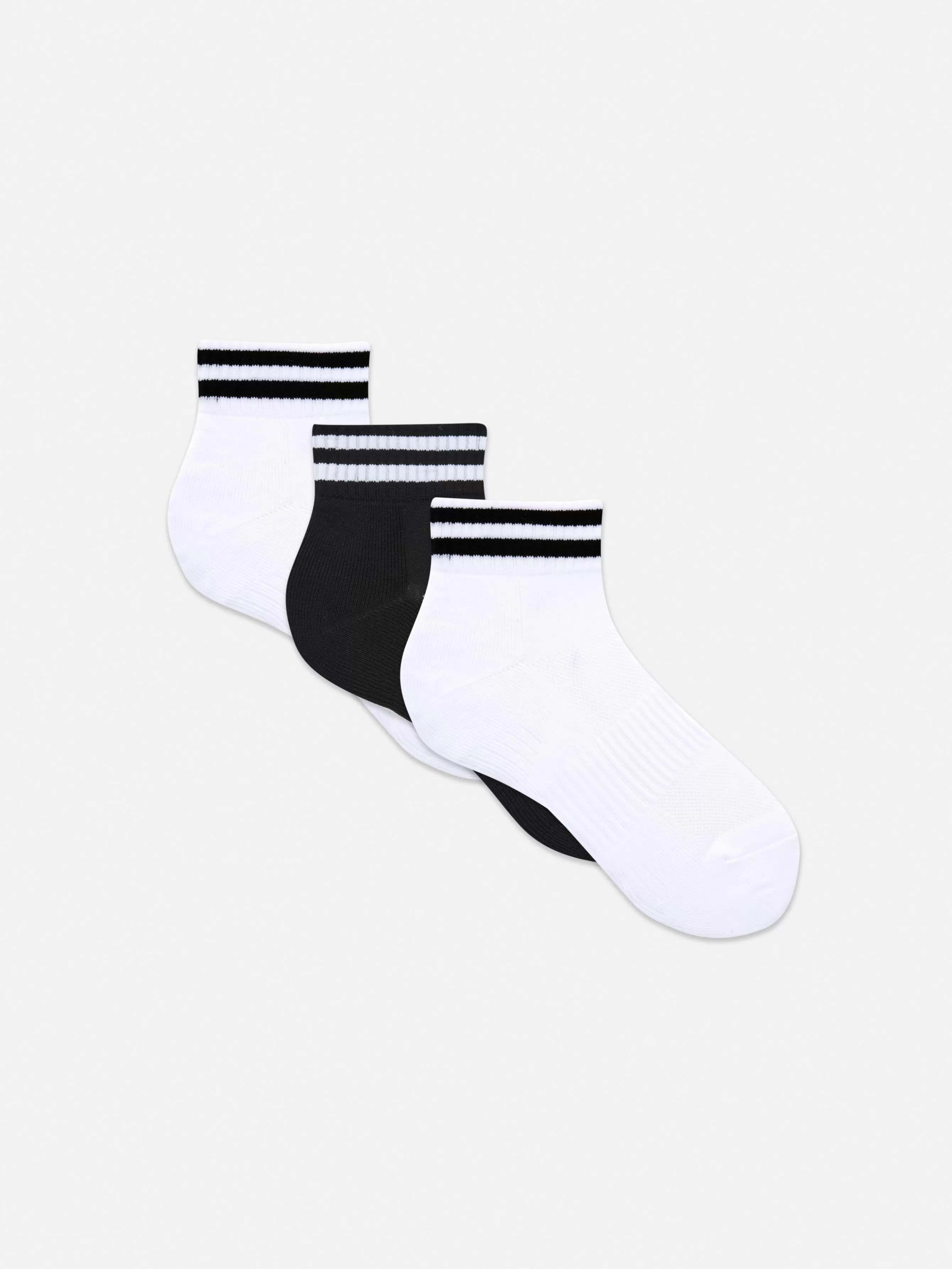 Sale Primark Lot De 3 Paires De Socquettes à Rayures Noir/Blanc