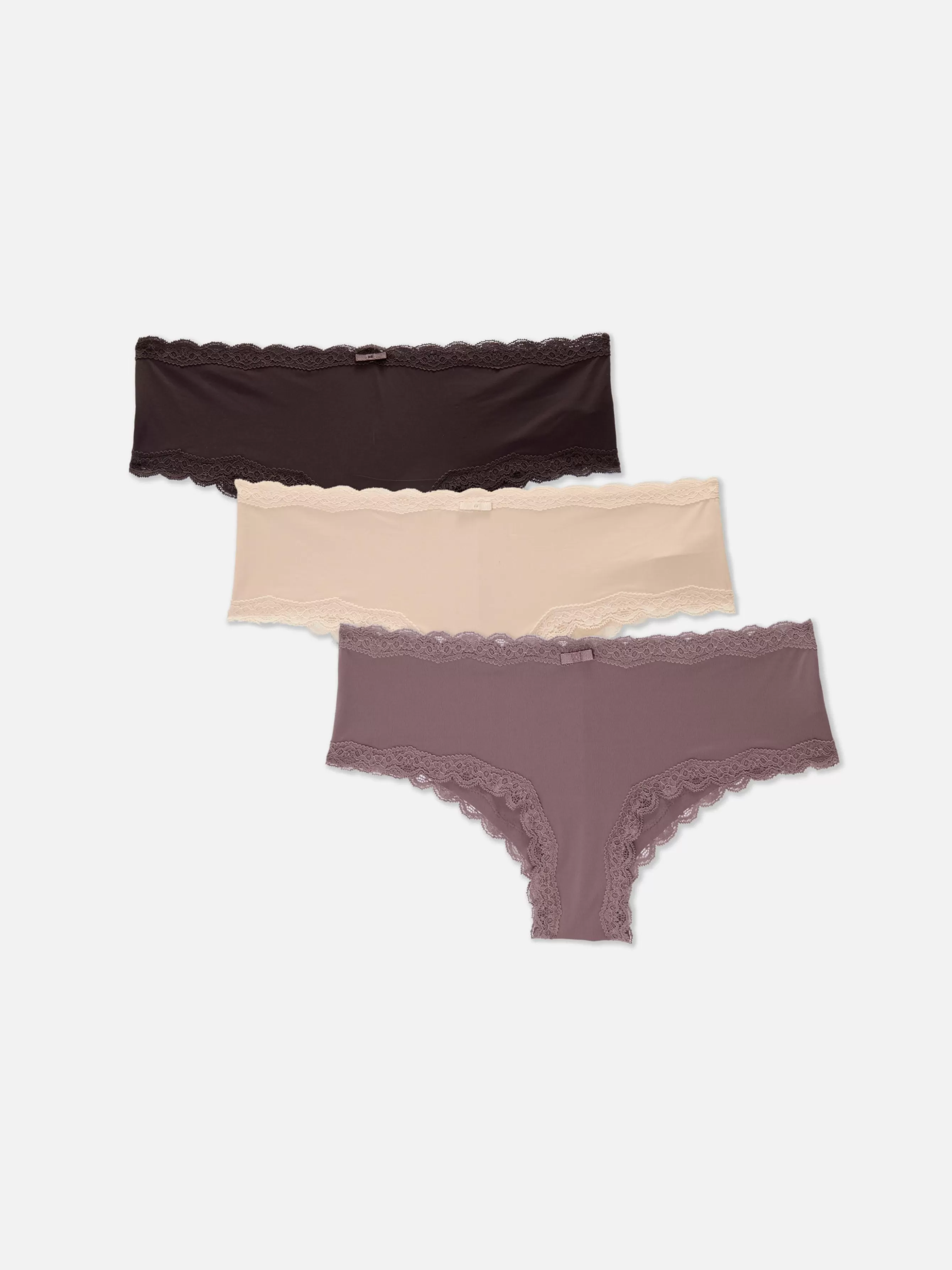 Online Primark Lot De 3 Shortys Bordés De Dentelle Moka