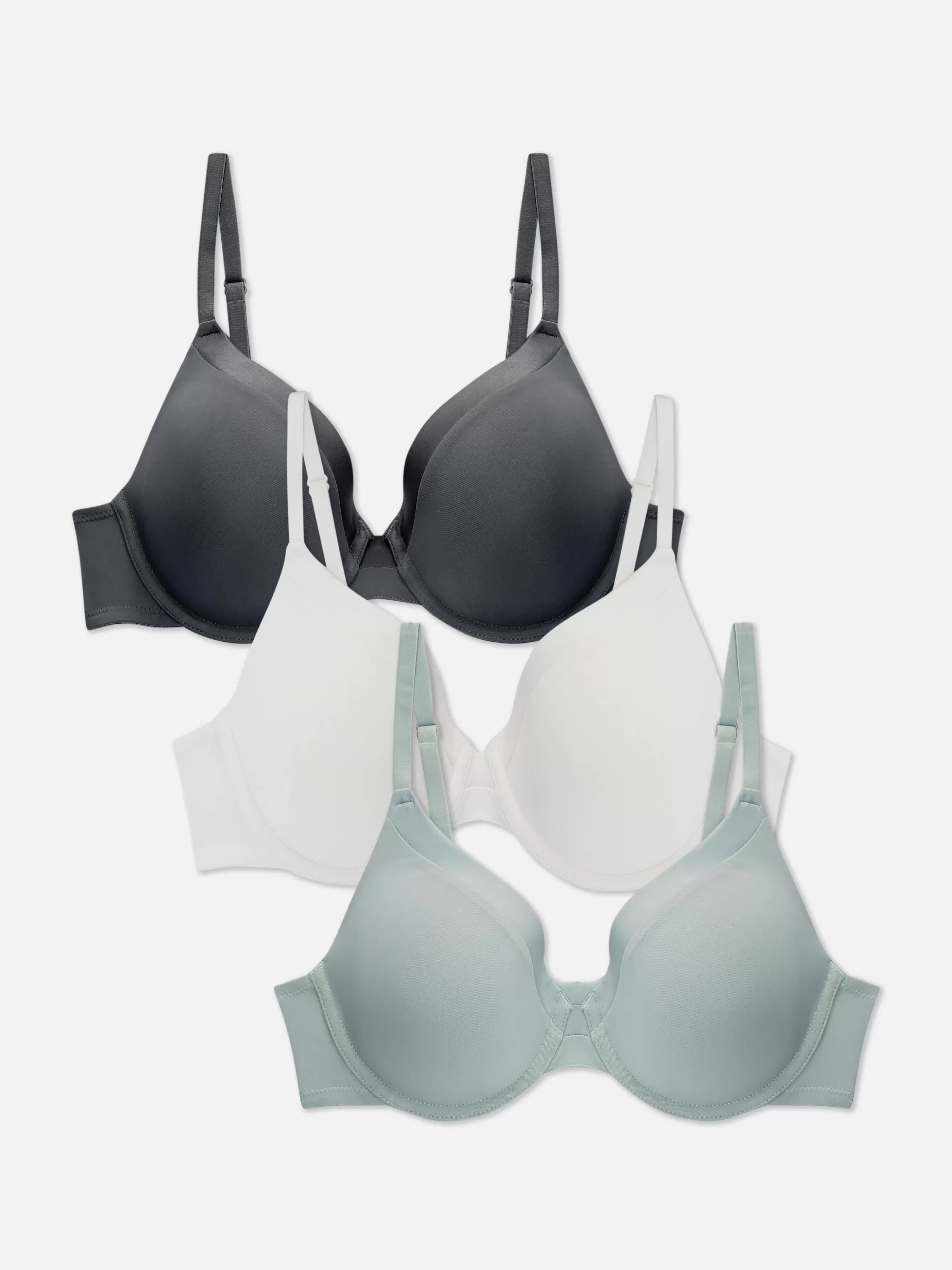 Clearance Primark Lot De 3 Soutiens-gorge Moulés à Finitions En Satin Anthracite