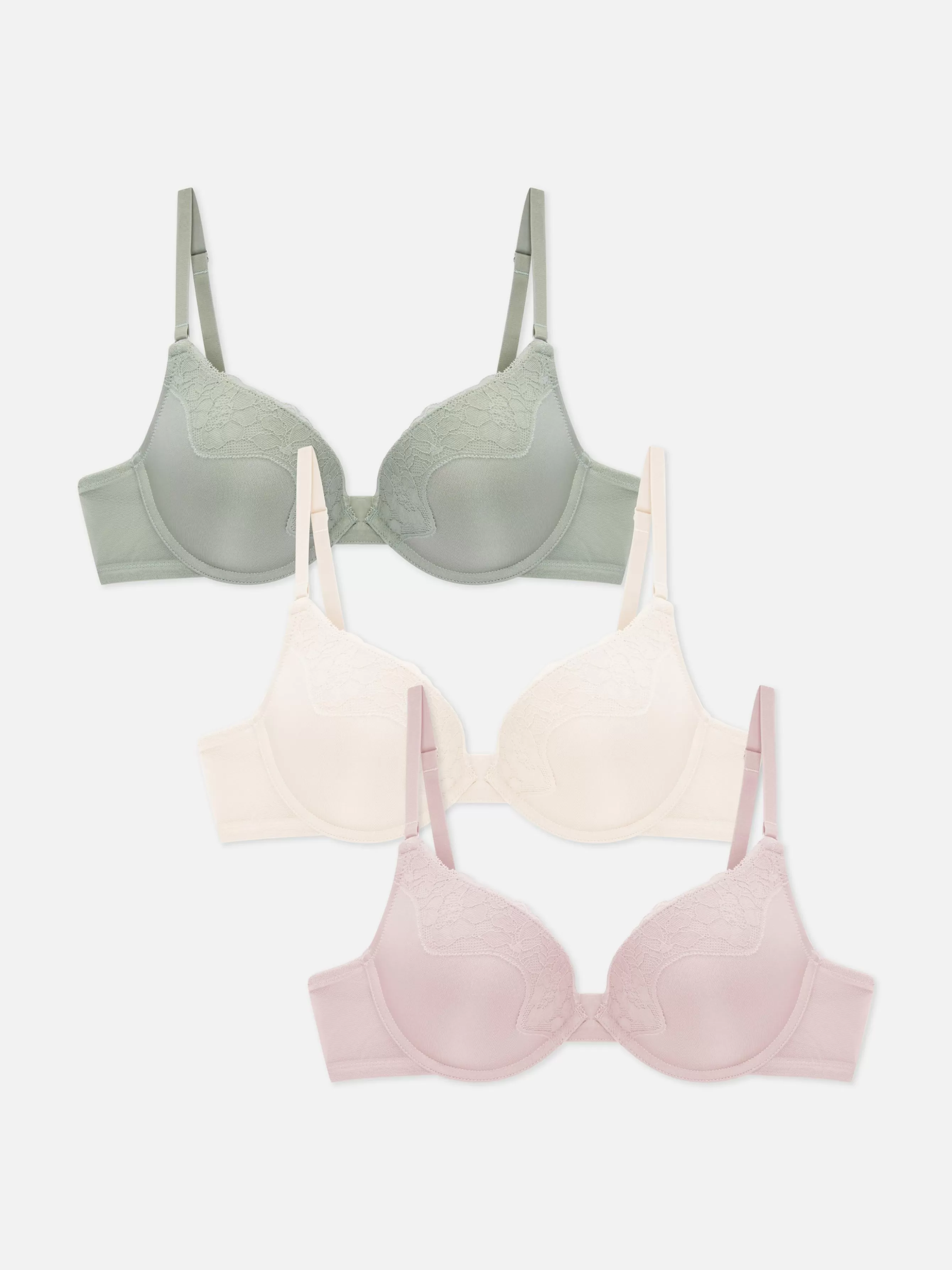 Best Sale Primark Lot De 3 Soutiens-gorge Push-up En Microfibre Vert clair