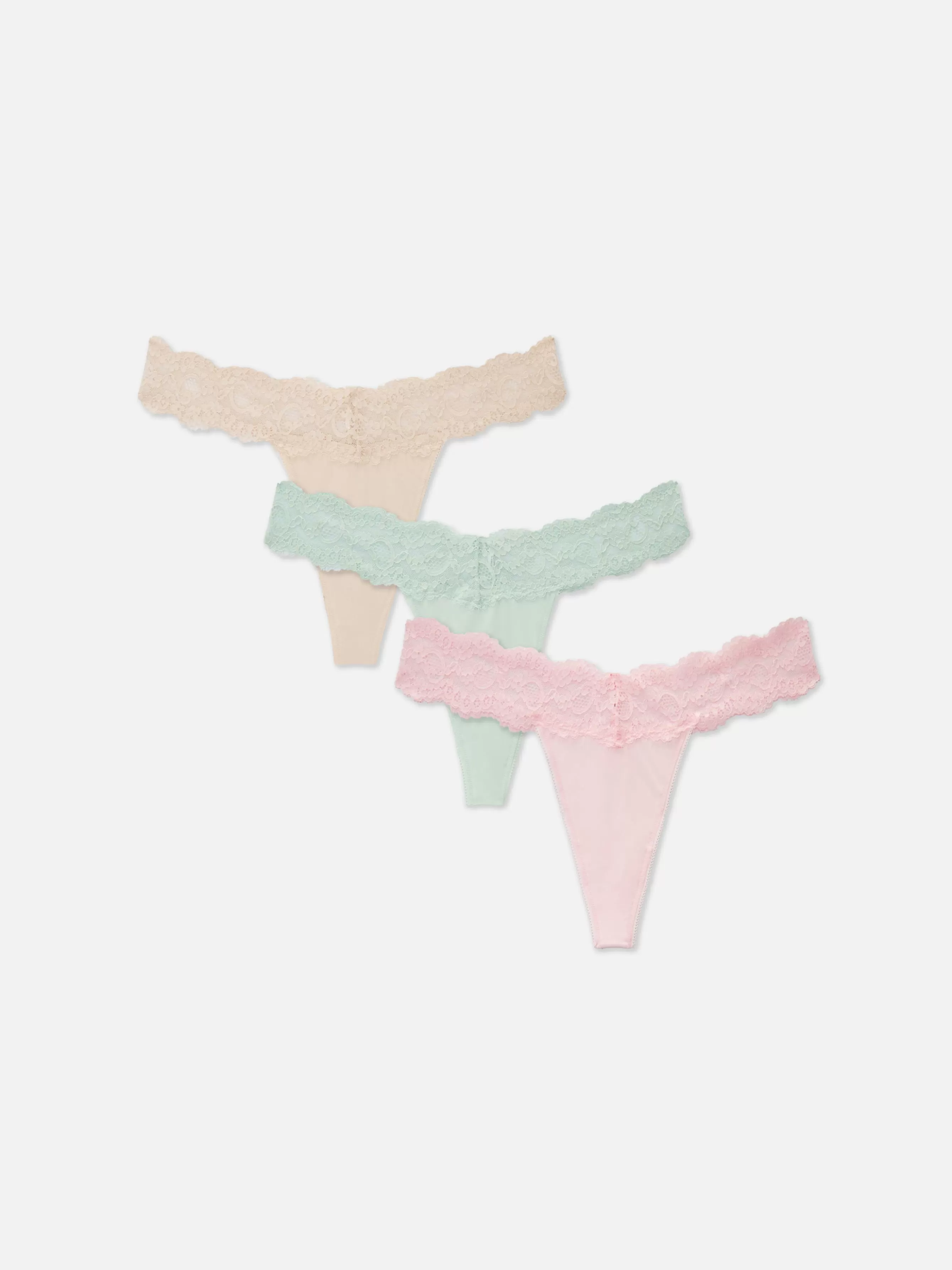 Discount Primark Lot De 3 Strings Bandeau En Dentelle Rose clair