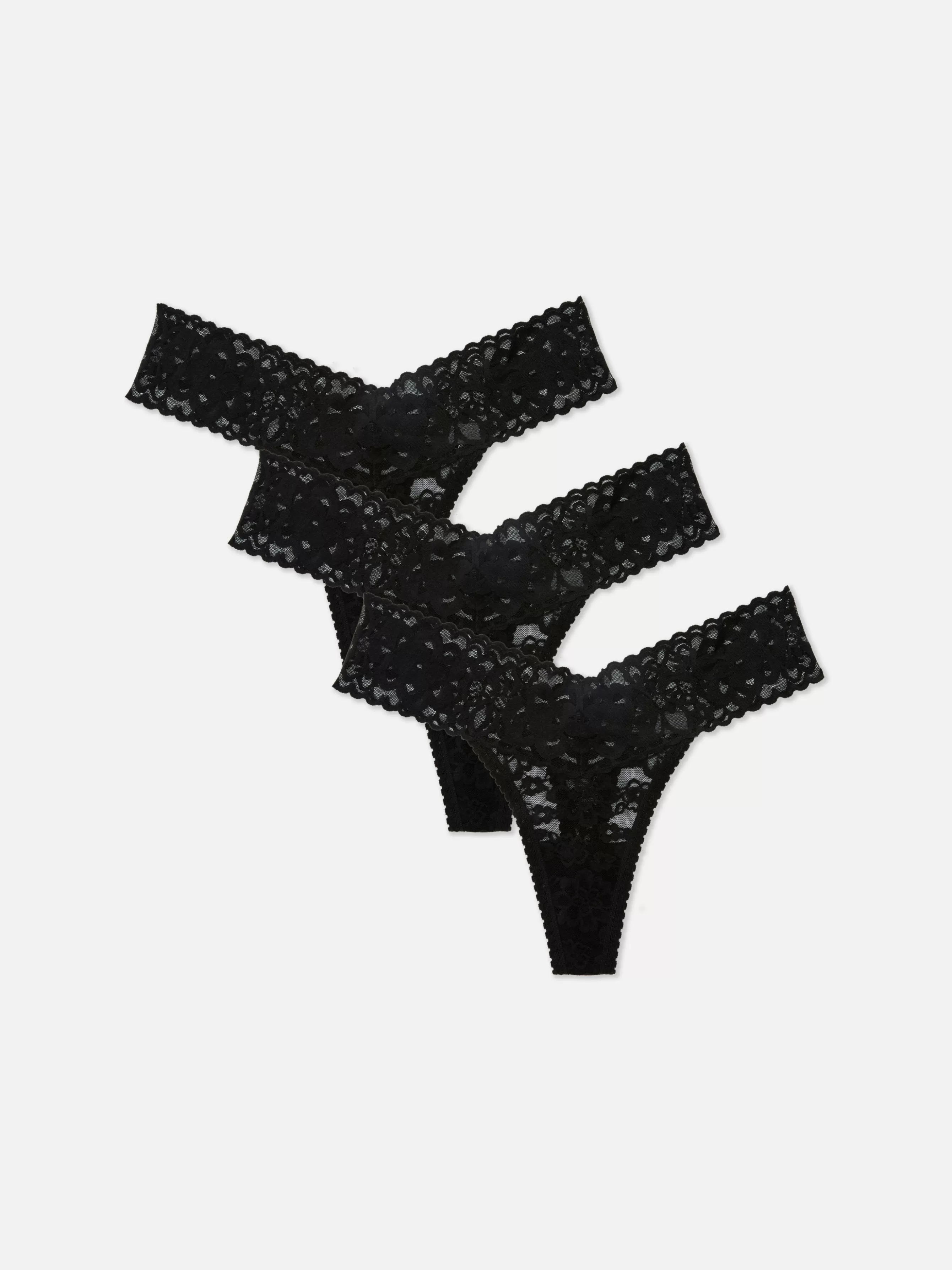 Hot Primark Lot De 3 Strings Bandeau En Dentelle Essential Noir