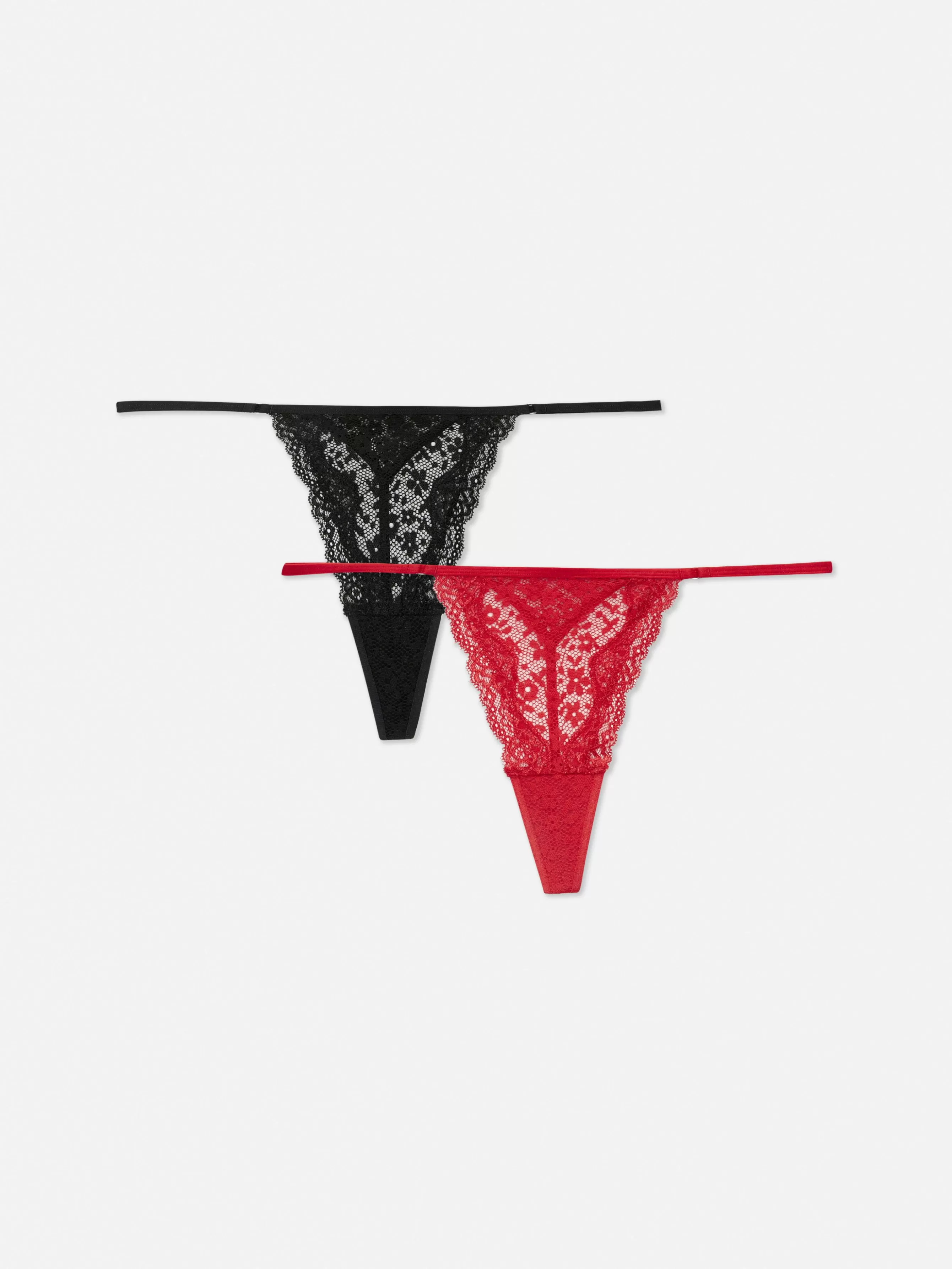 Best Sale Primark Lot De 3 Strings En Dentelle Rouge foncé