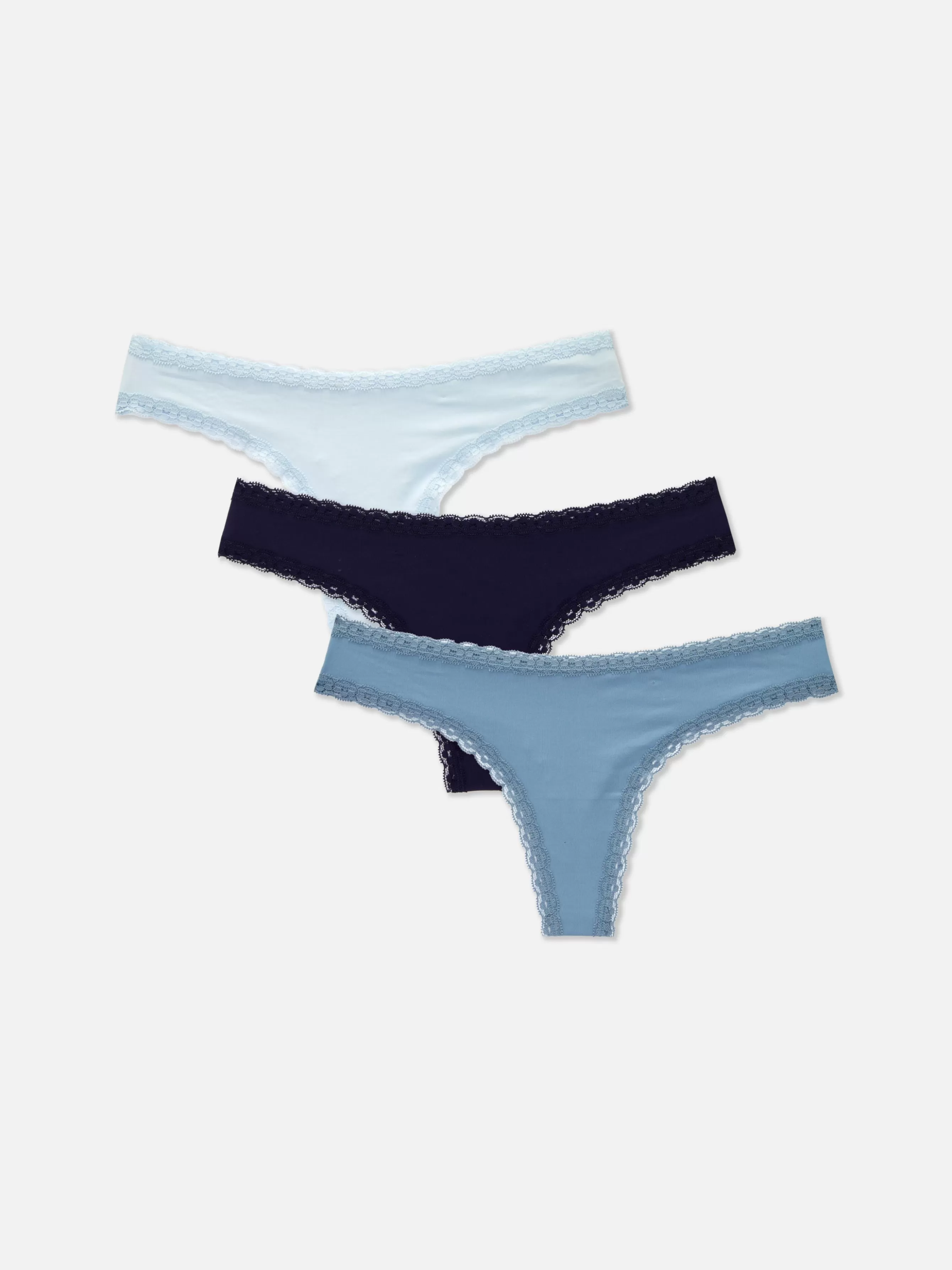 Hot Primark Lot De 3 Strings En Microfibre Et En Dentelle Bleu