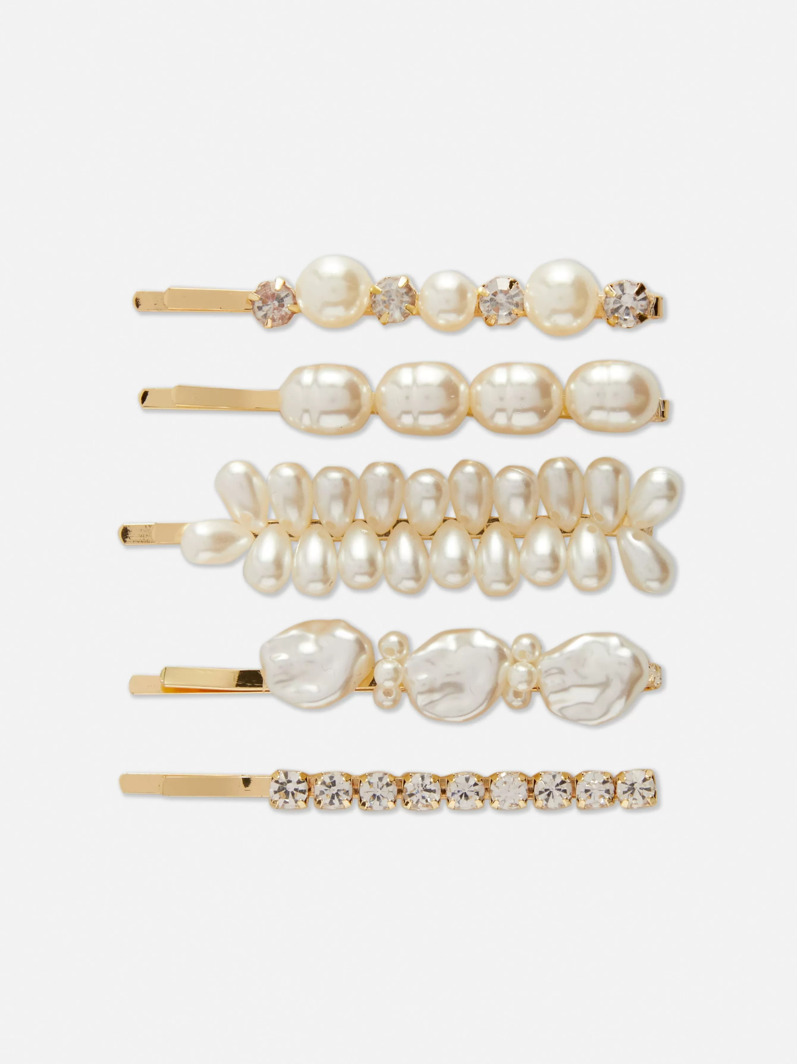 Clearance Primark Lot De 5 Barrettes à Fausses Perles Blanc