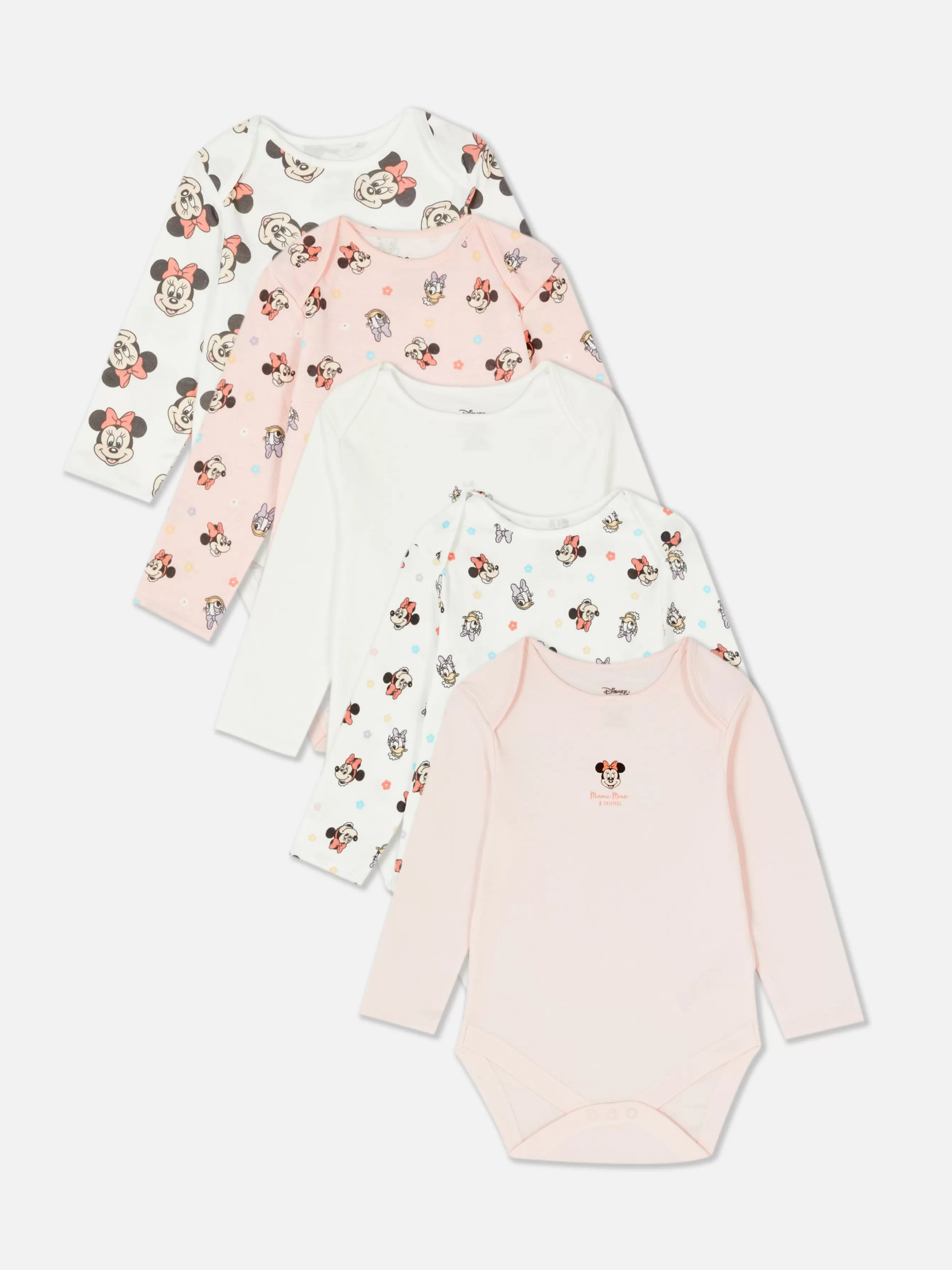 New Primark Lot De 5 Bodys Disney Minnie Mouse Et Daisy Duck Rose