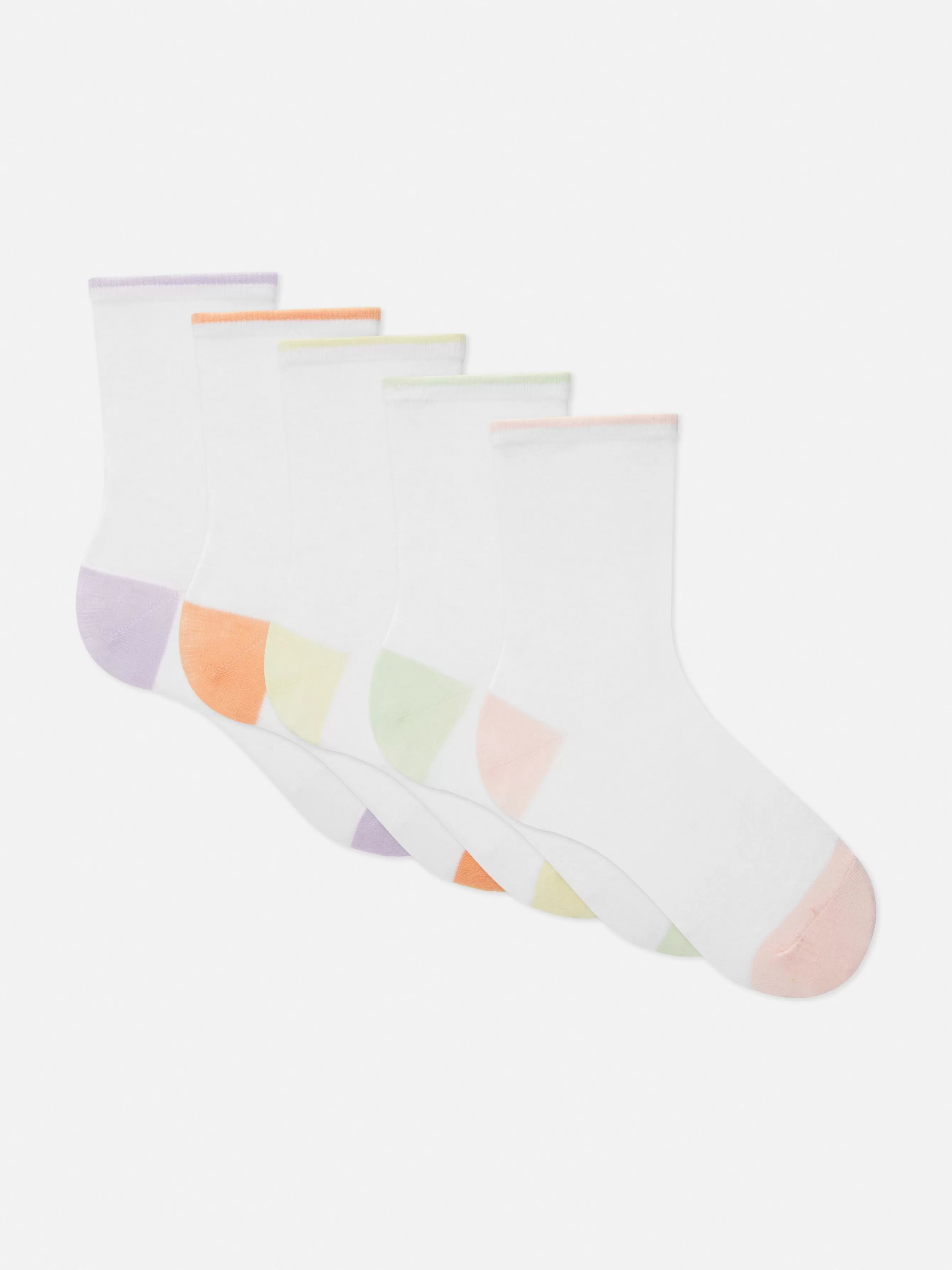 Outlet Primark Lot De 5 Paires De Chaussettes à Bord Contrasté Blanc