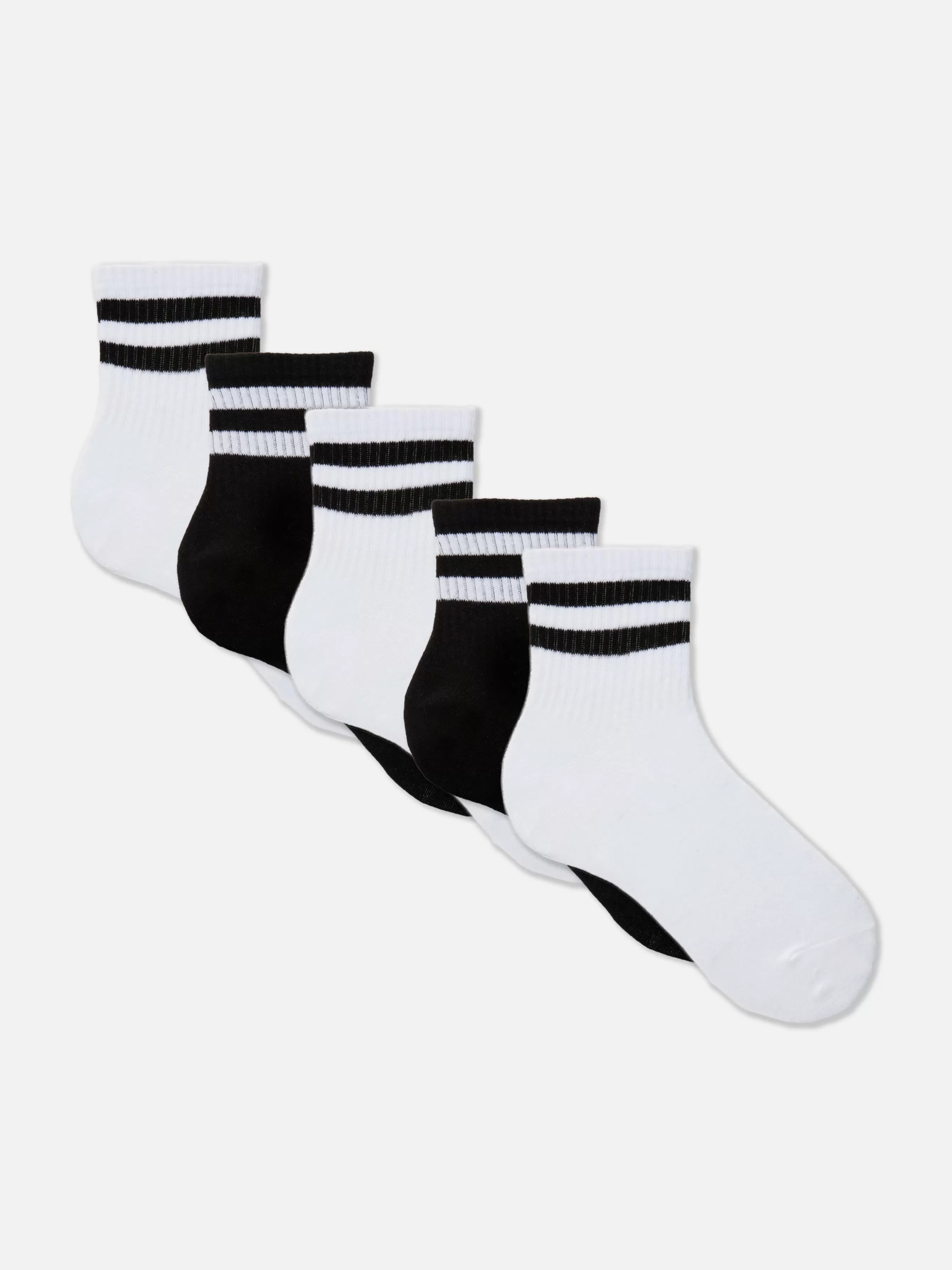 Discount Primark Lot De 5 Paires De Chaussettes Courtes Rayées Noir/Blanc