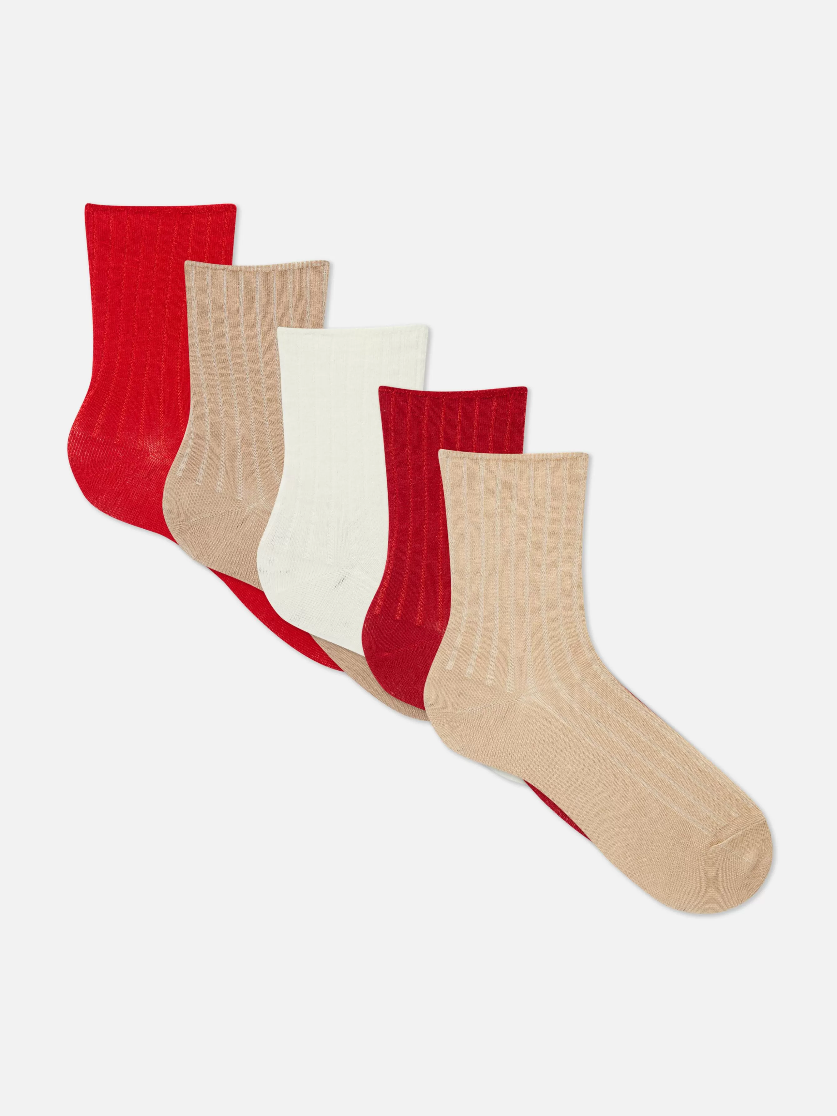 Best Primark Lot De 5 Paires De Chaussettes Côtelées Rouge