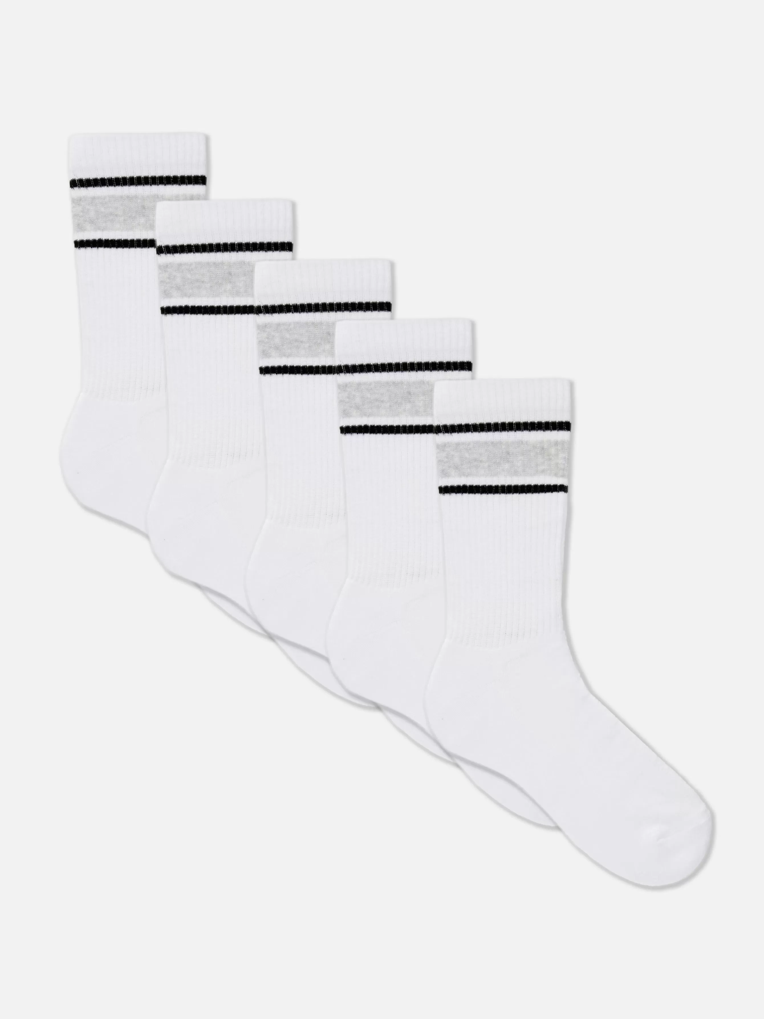 Cheap Primark Lot De 5 Paires De Chaussettes De Sport à Rayures Blanc