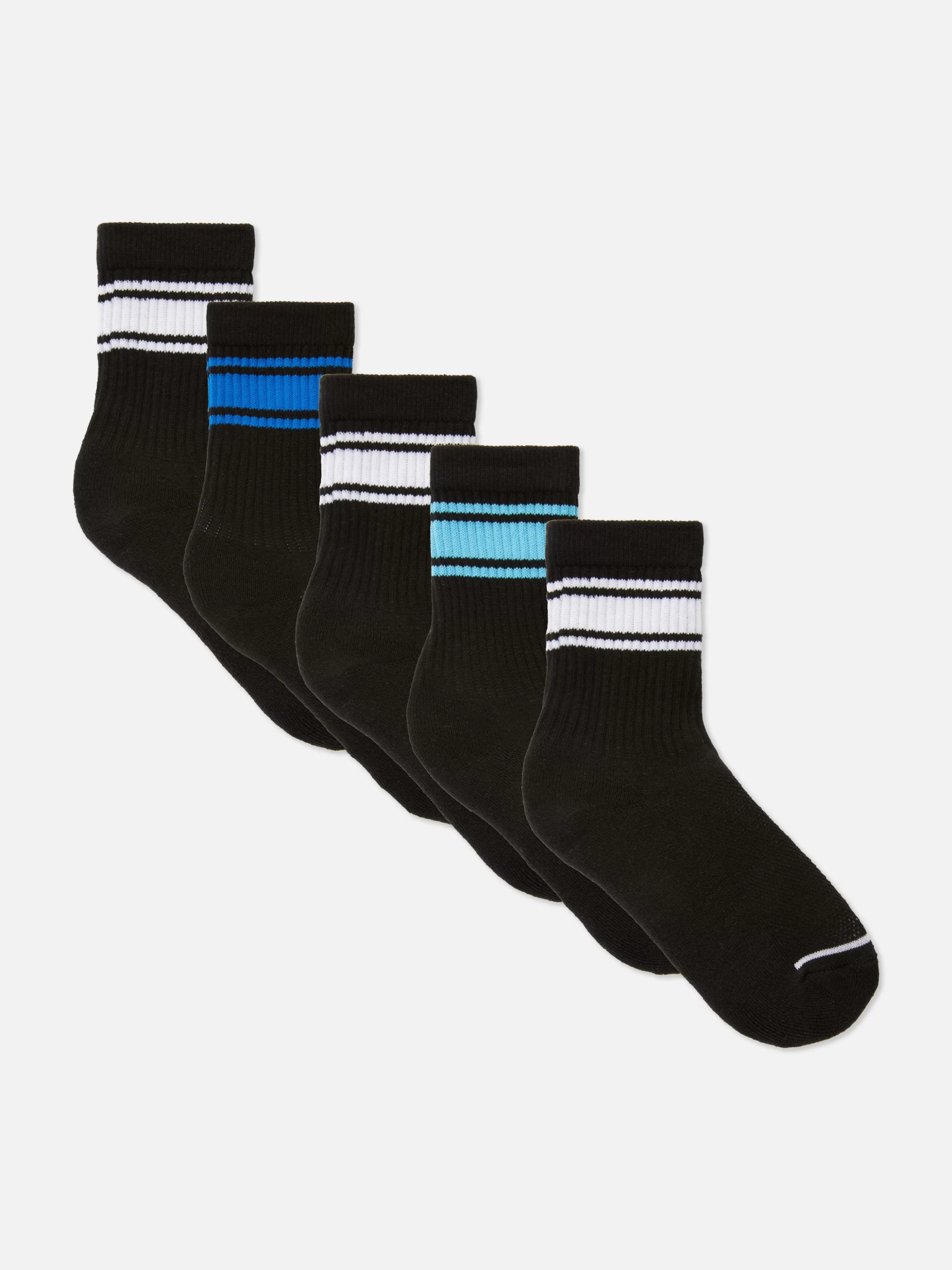 Outlet Primark Lot De 5 Paires De Chaussettes De Sport à Rayures Noir