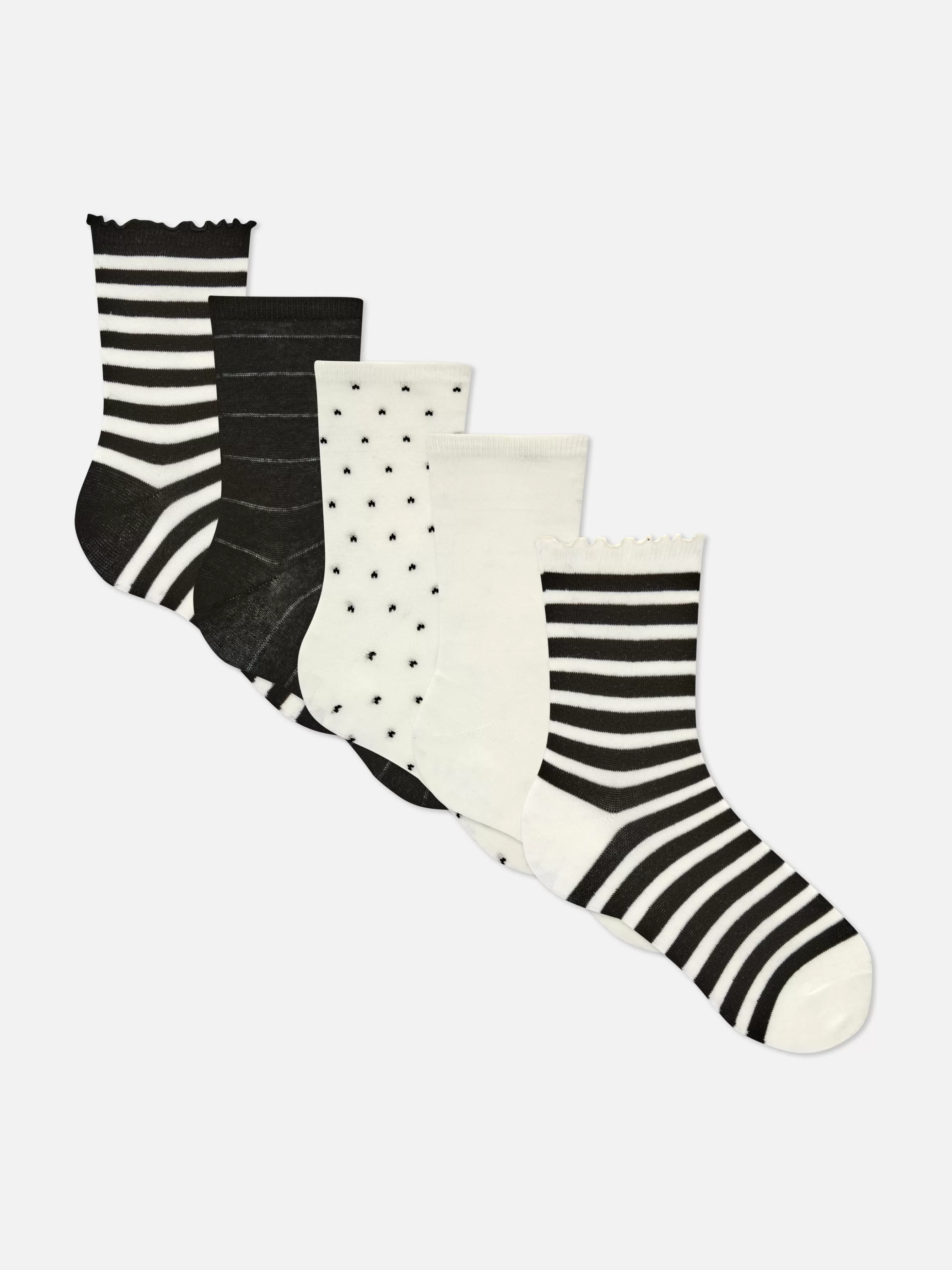 Best Sale Primark Lot De 5 Paires De Chaussettes Monochromatiques Rayées Noir/Blanc