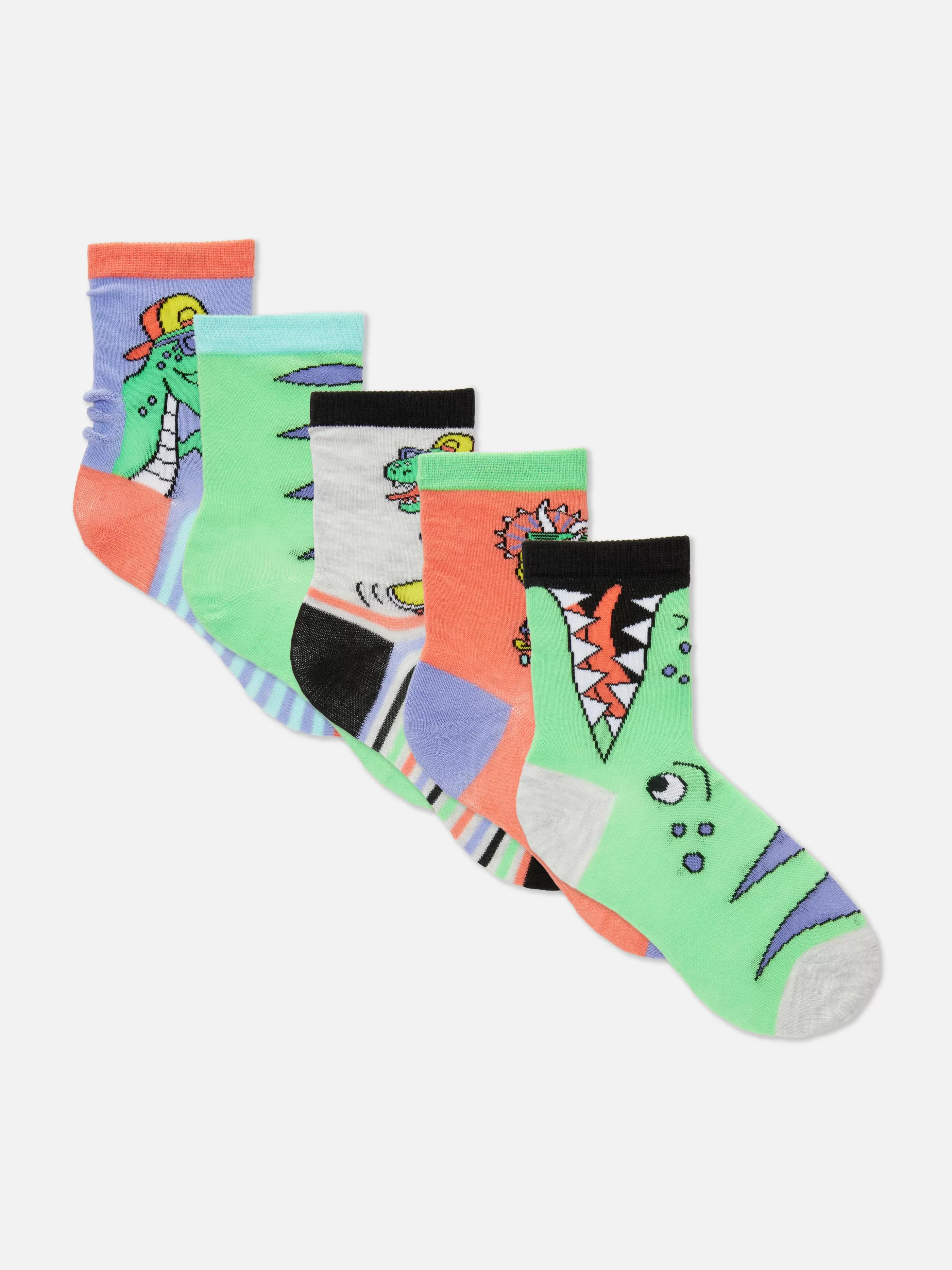 Clearance Primark Lot De 5 Paires De Socquettes à Motif Dinosaures Multicolore