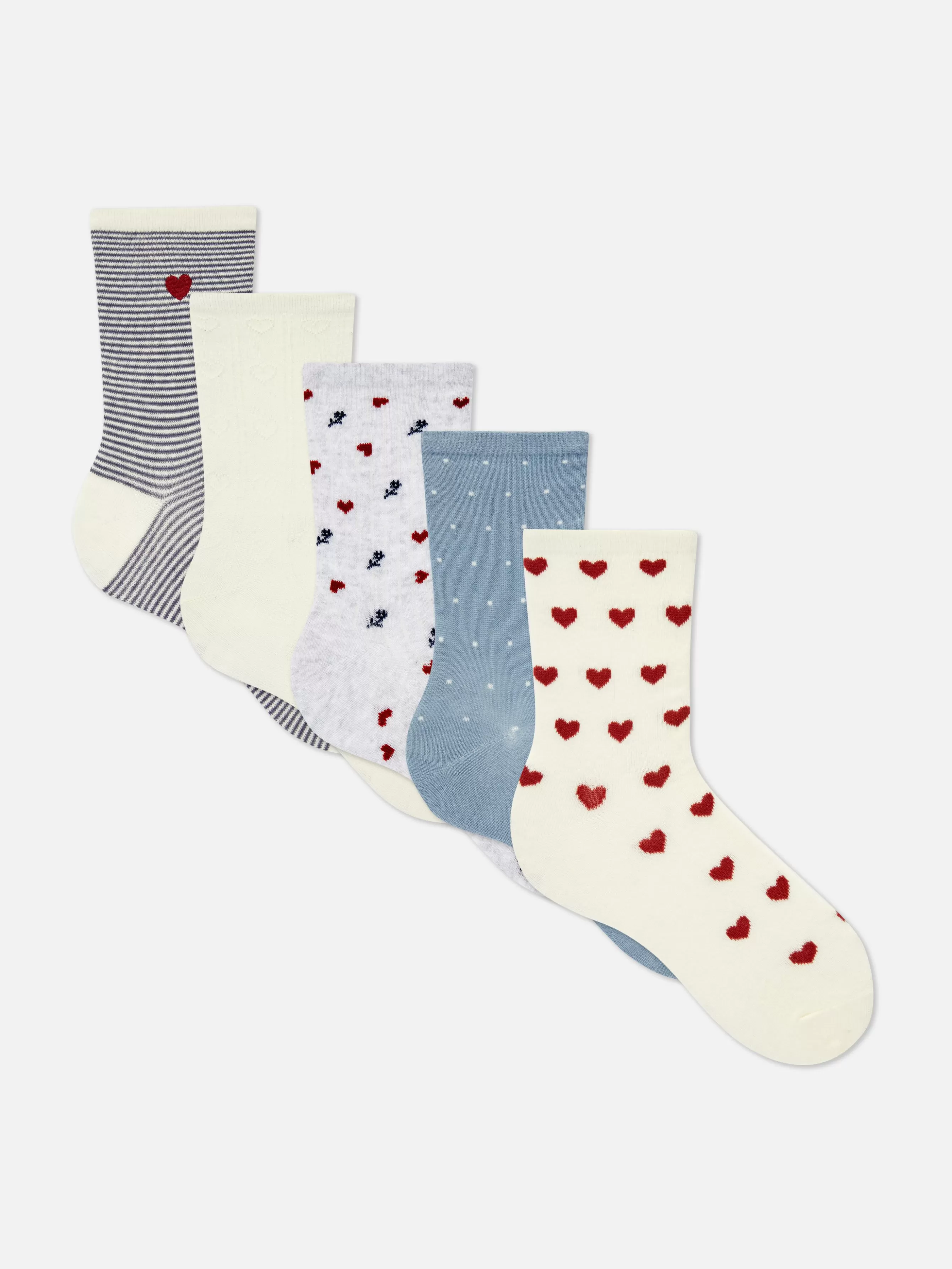 Hot Primark Lot De 5 paires De Chaussettes à Motif Cœur Bleu marine