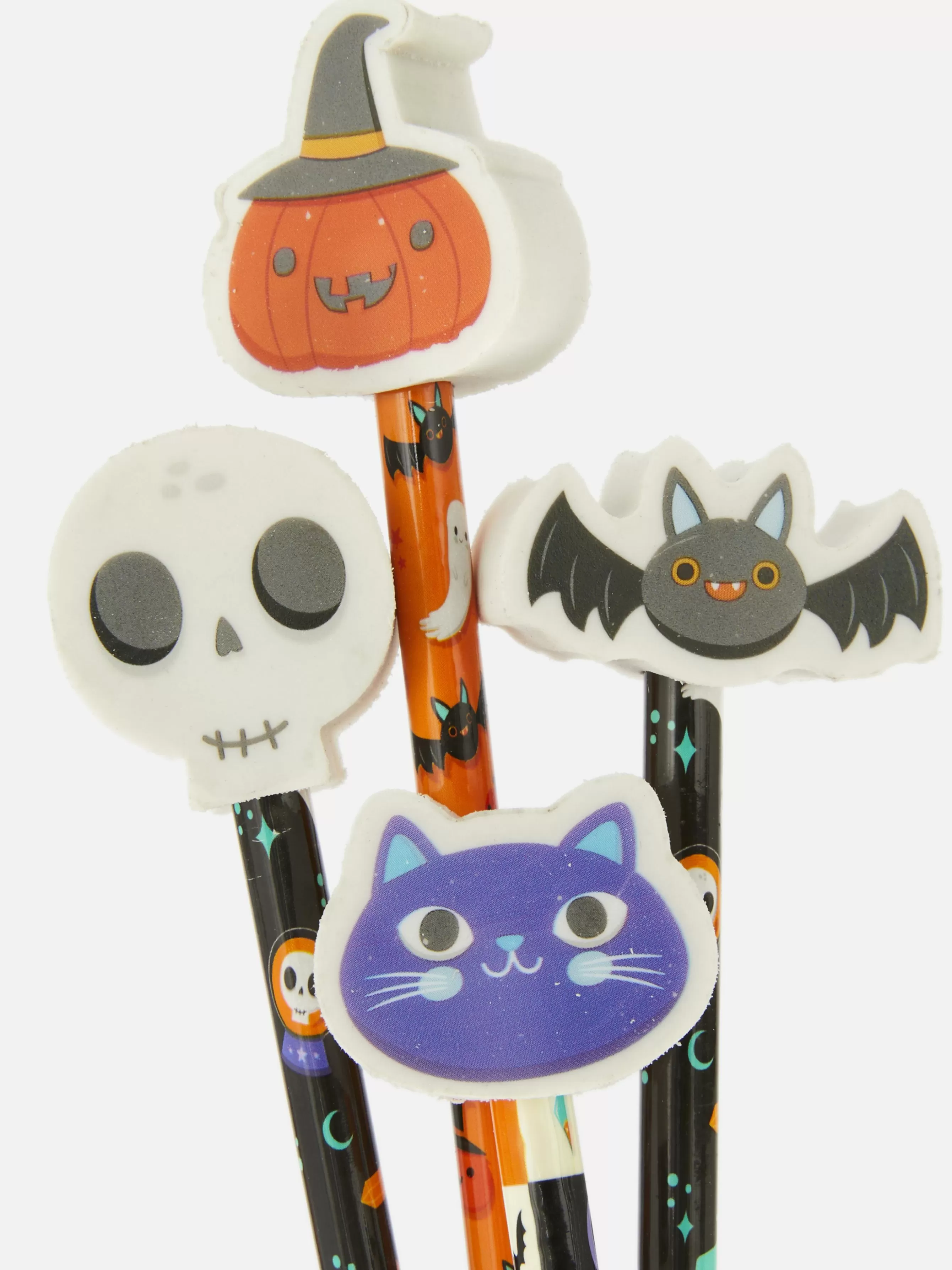 Outlet Primark Lot De 6 Crayons Avec Gommes Halloween Orange