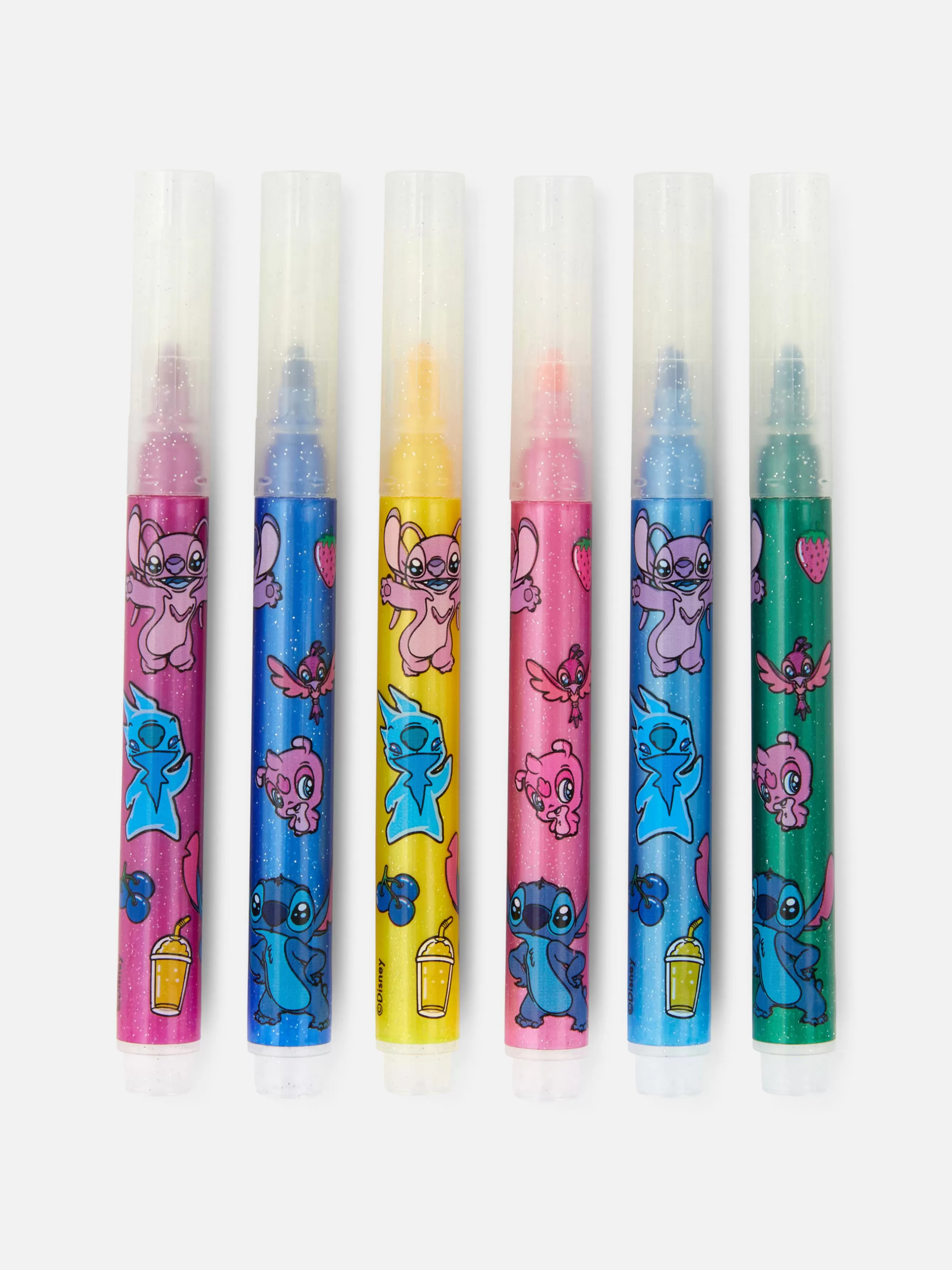 New Primark Lot De 6 Marqueurs à Paillettes Disney Lilo & Stitch Multicolore