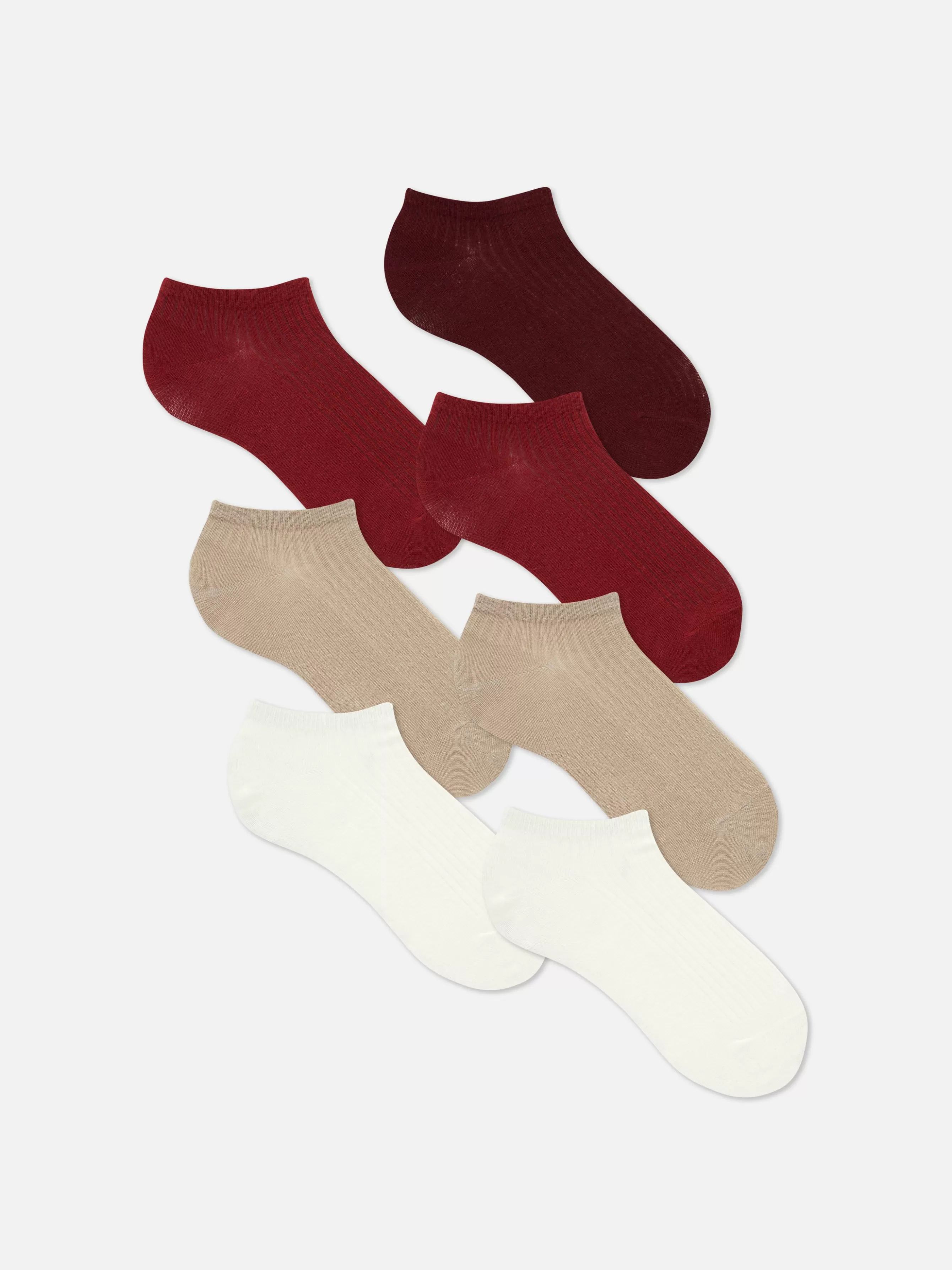 New Primark Lot De 7 Paires De Chaussettes Colorées Pour Baskets Rouge