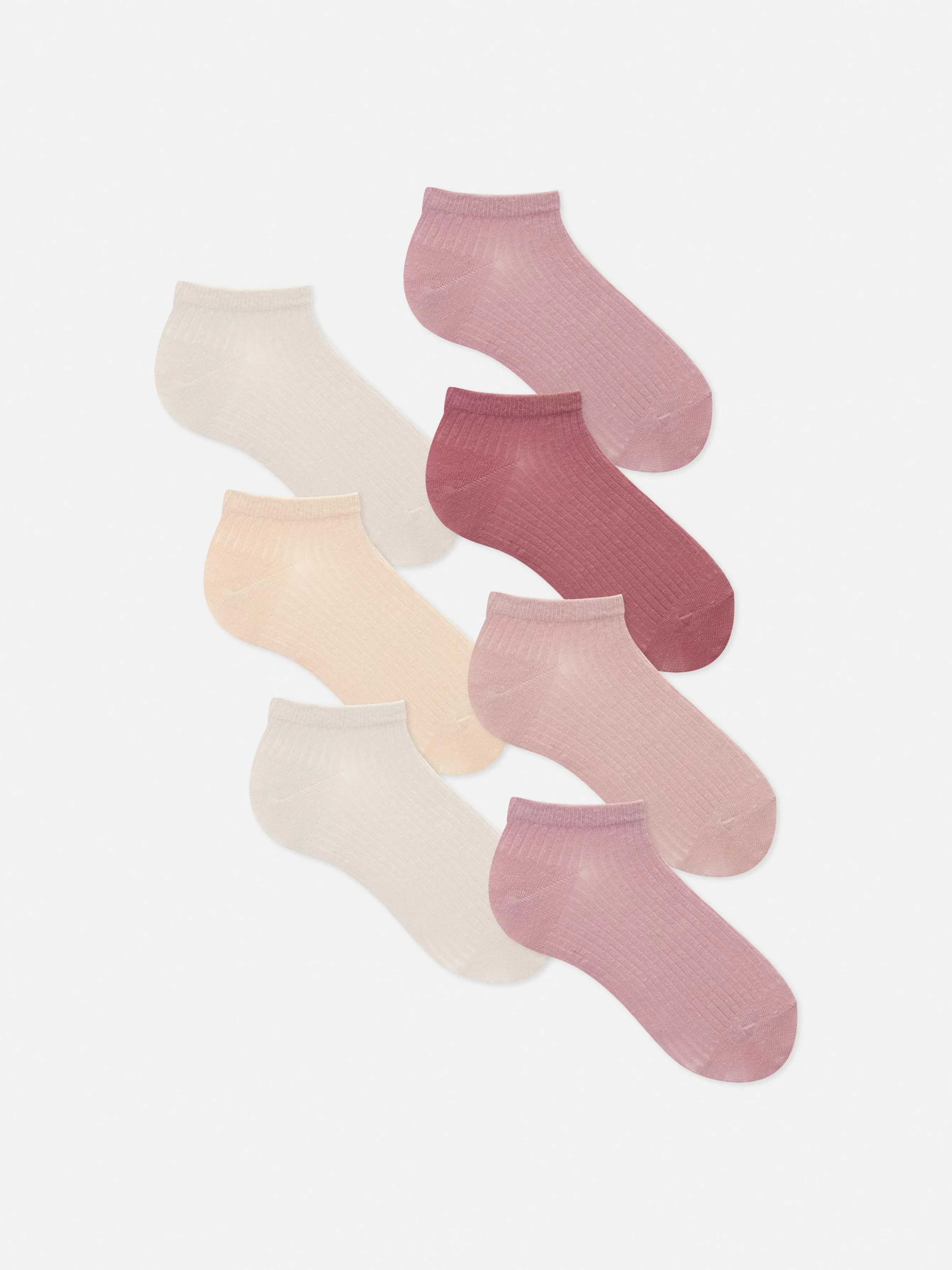 Fashion Primark Lot De 7 Paires De Chaussettes Côtelées Pour Baskets Rose poudré