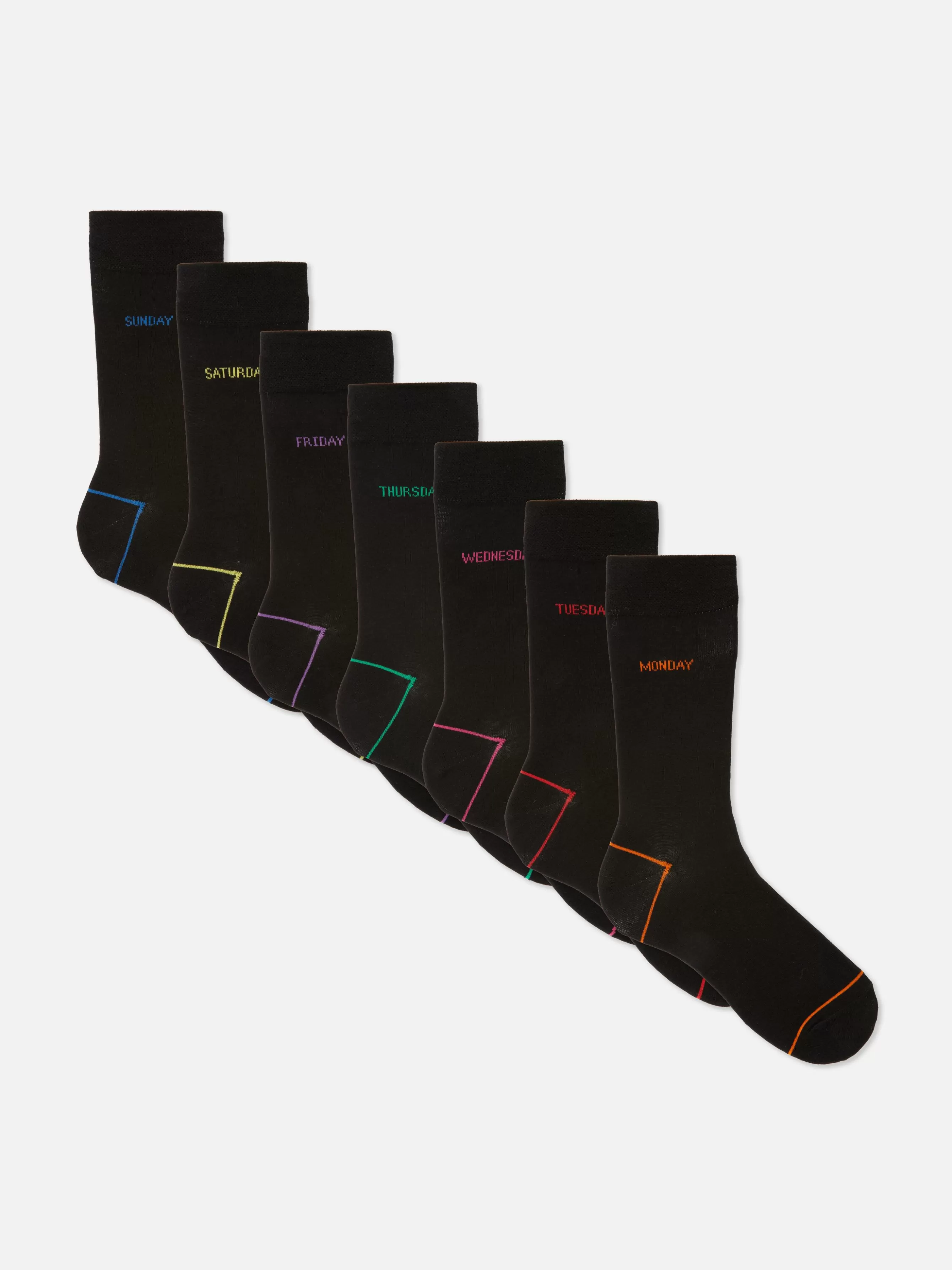 Best Primark Lot De 7 Paires De Chaussettes Jours De La Semaine Noir