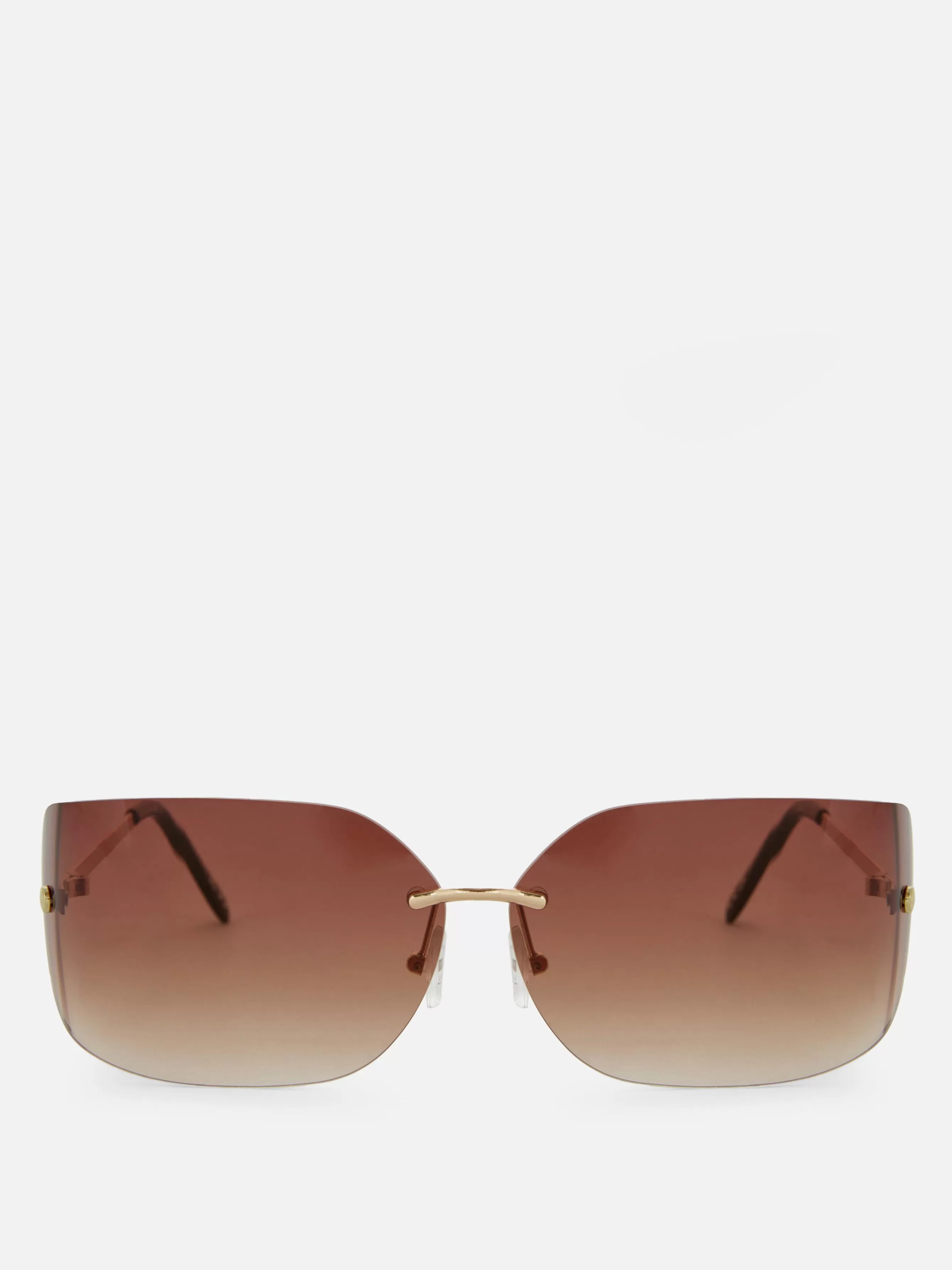 Cheap Primark Lunettes De Soleil Incurvées Sans Monture Rita Ora Marron