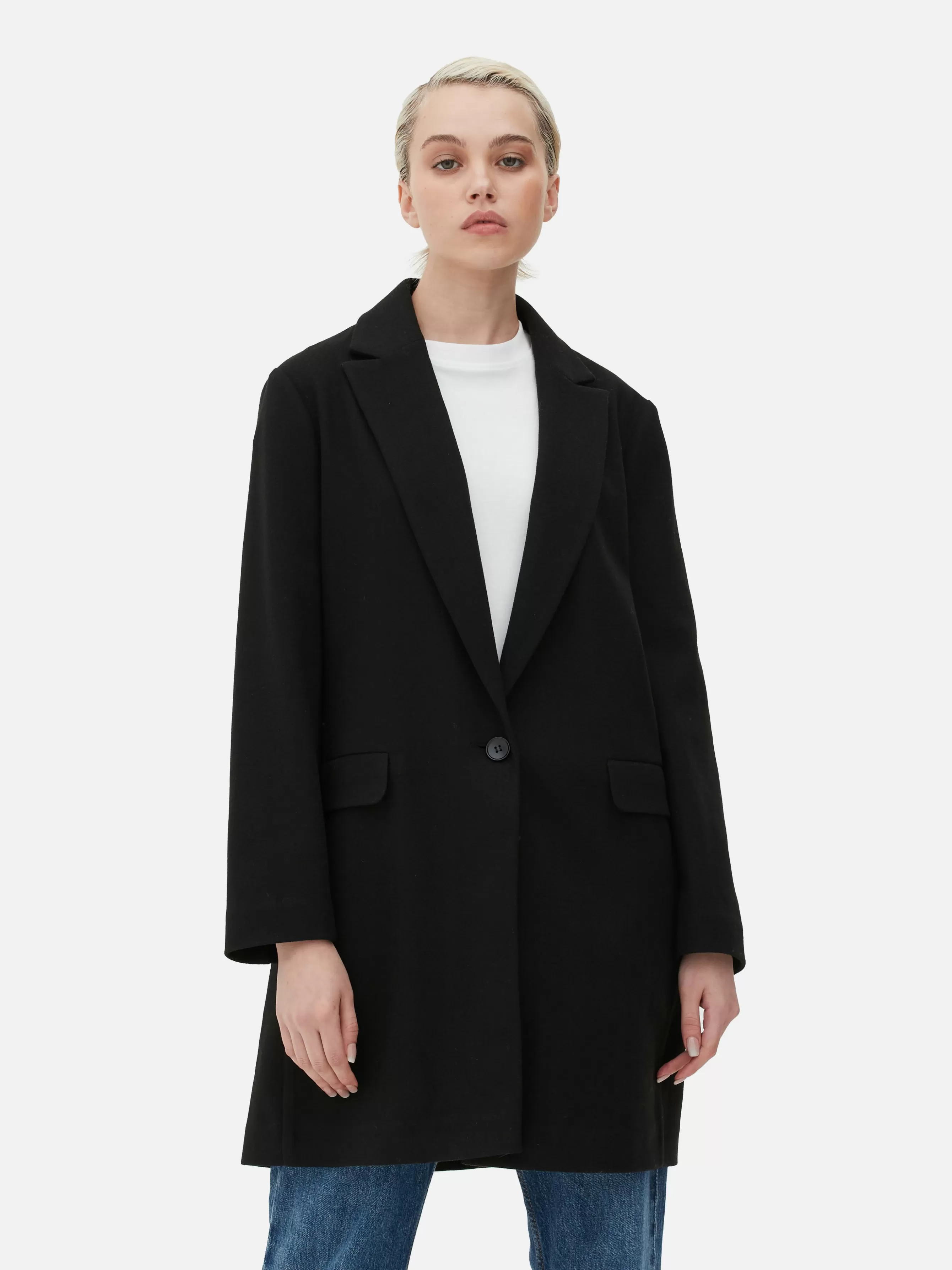 Fashion Primark Manteau à Boutonnage Simple Classique Noir