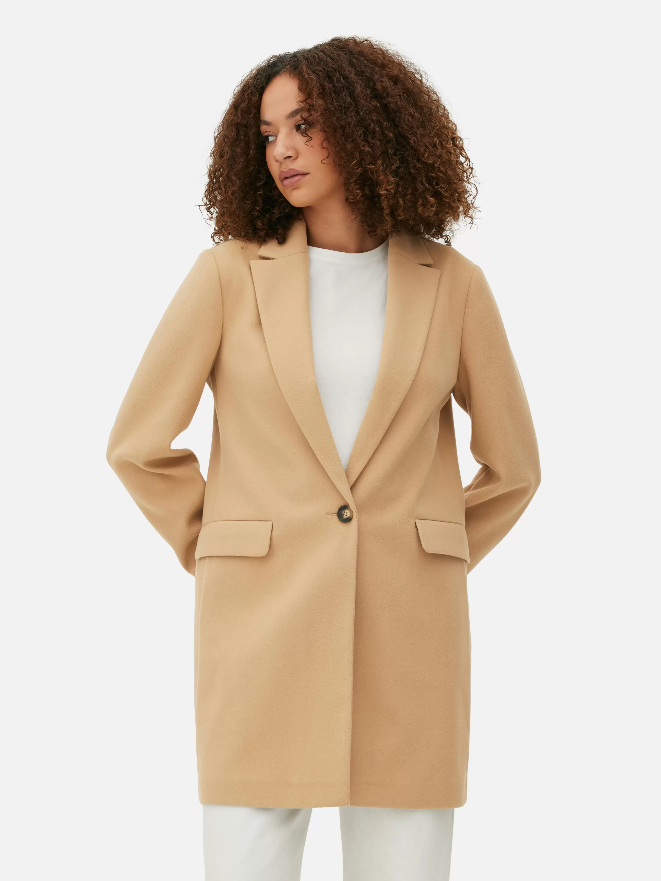 Cheap Primark Manteau à Boutonnage Simple Classique Camel