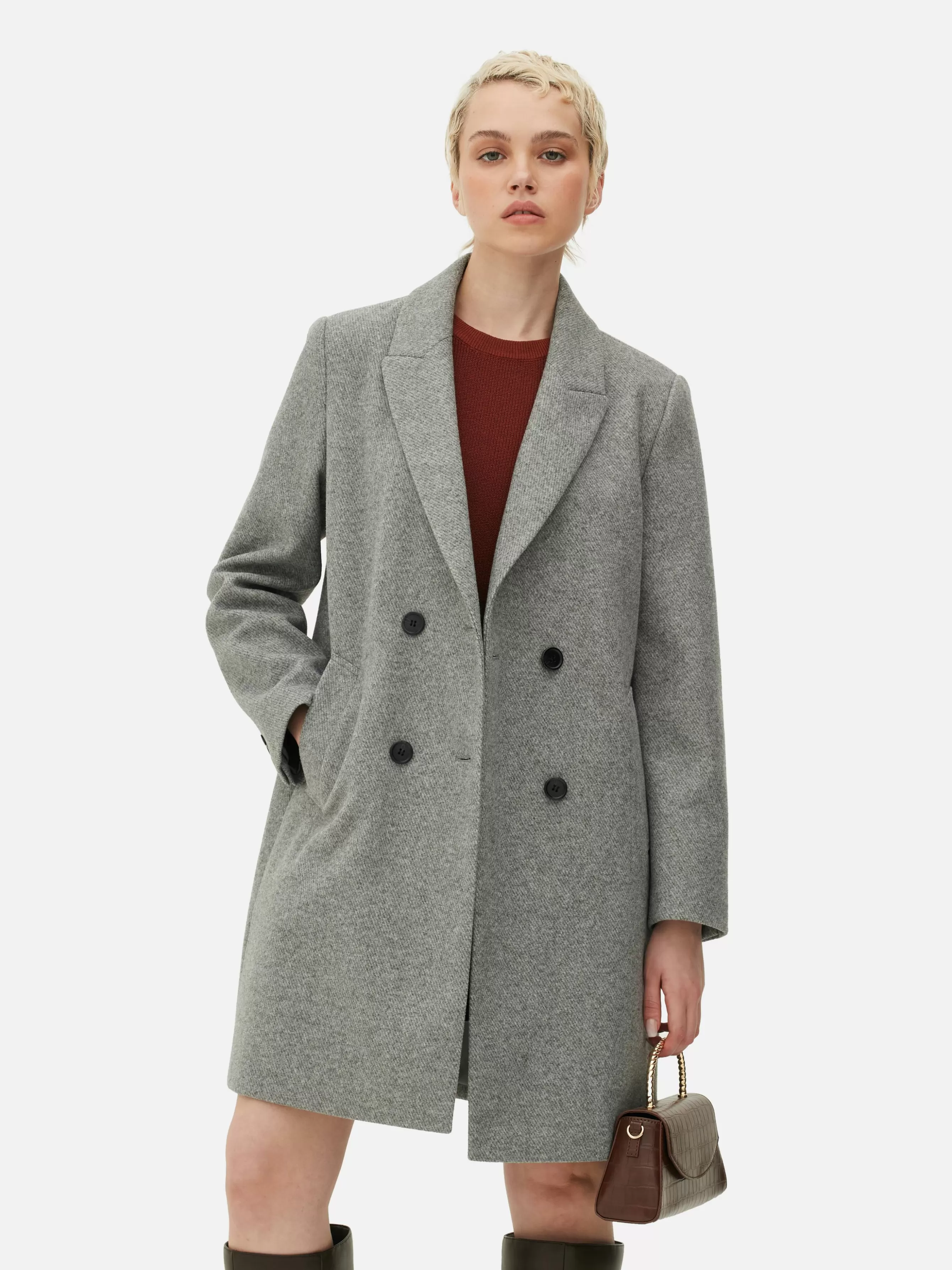 Online Primark Manteau Croisé En Sergé Gris