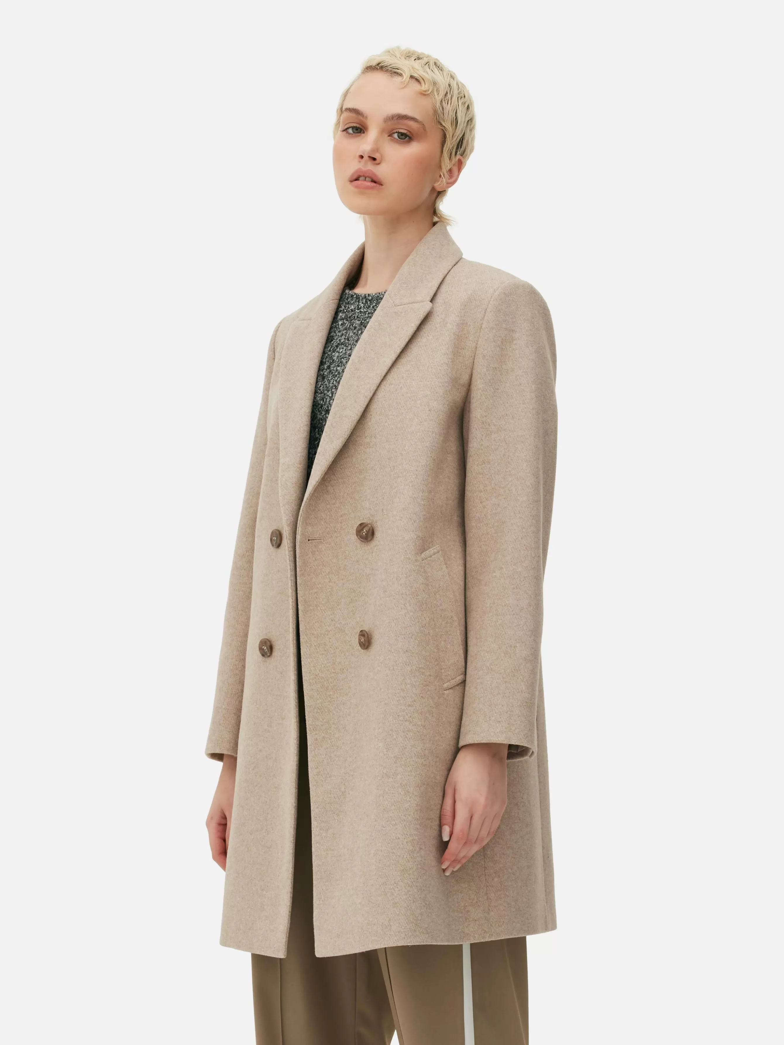 Fashion Primark Manteau Croisé En Sergé Écru