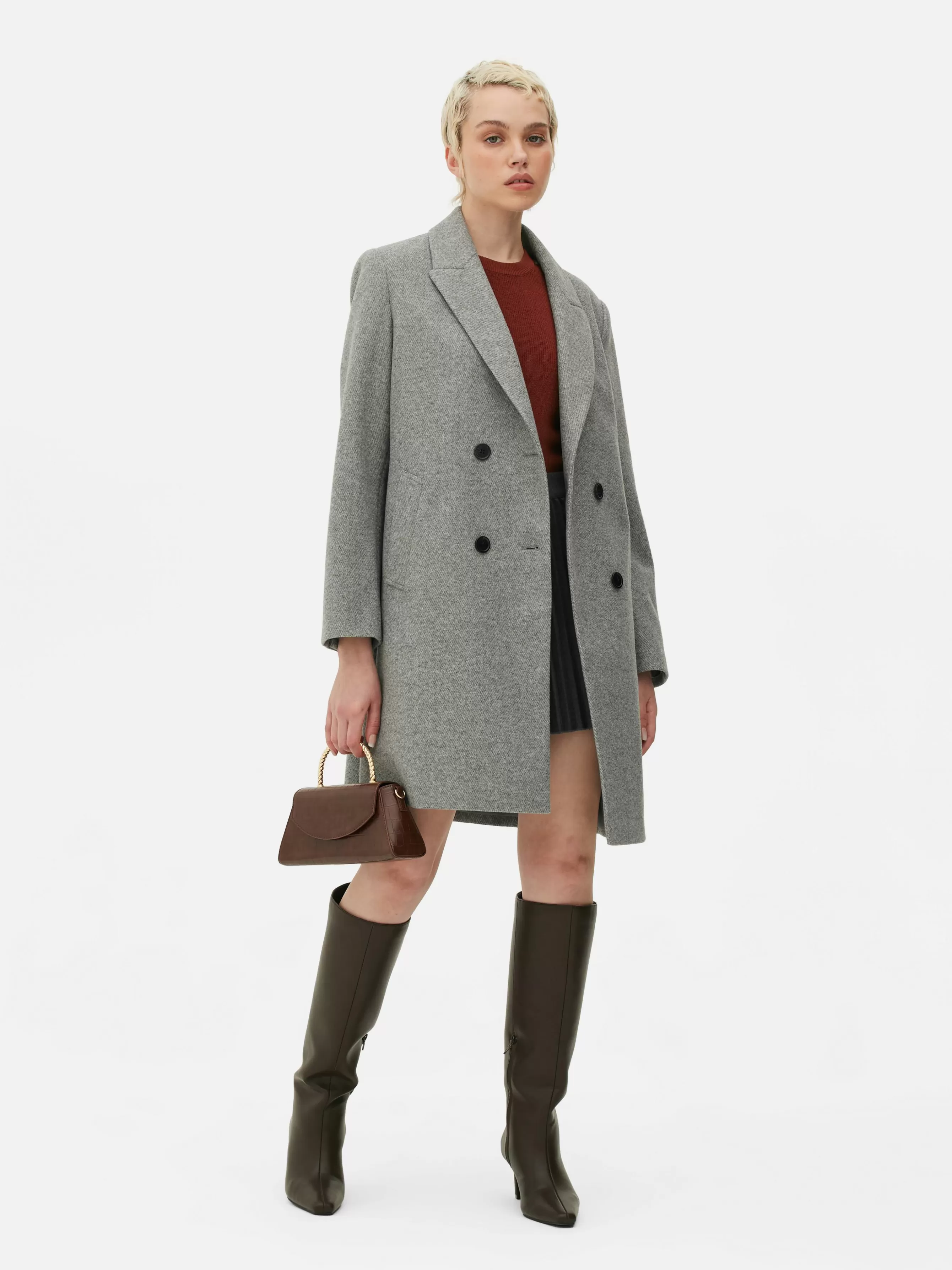 Online Primark Manteau Croisé En Sergé Gris